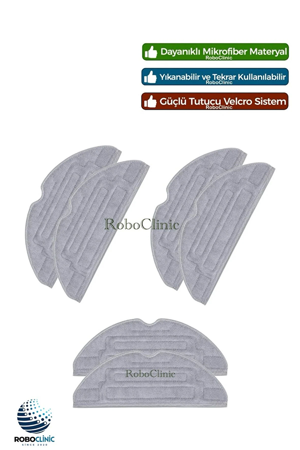 Roborock S8 Plus, S8 Pro Ultra Robot Süpürge Uyumlu 6 Adet Mop Microfiber Bez Paspas