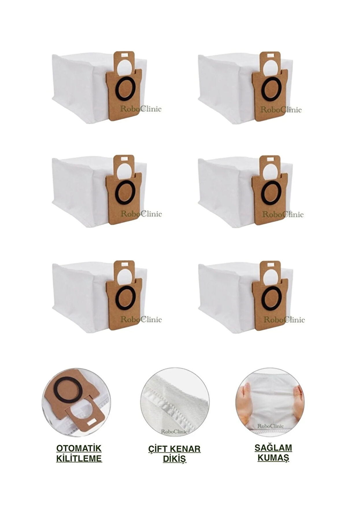 Xiaomi Robot Vacuum X10 Plus X20 Plus Robot Süpürge Uyumlu 6 Adet Toz Torbası