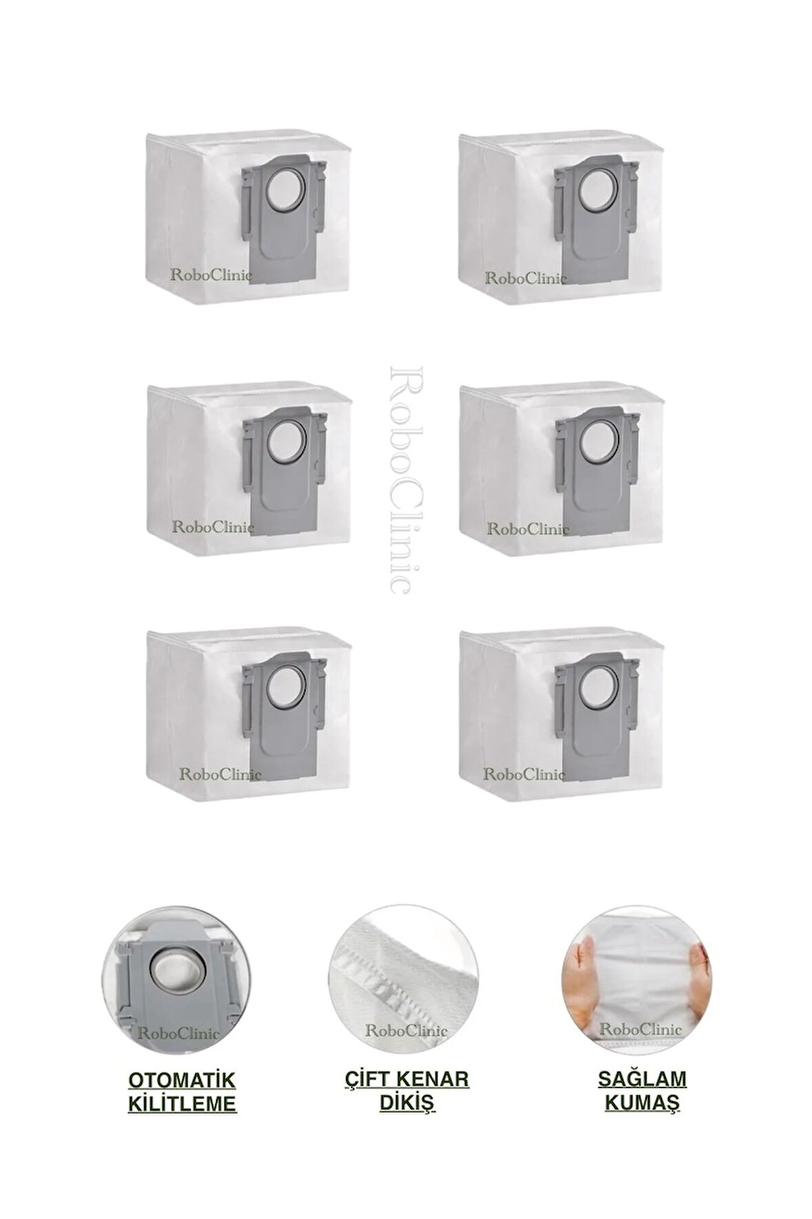 Roborock S8 Plus, S8 Pro Ultra Robot Süpürge Uyumlu 6 Adet Toz Torbası