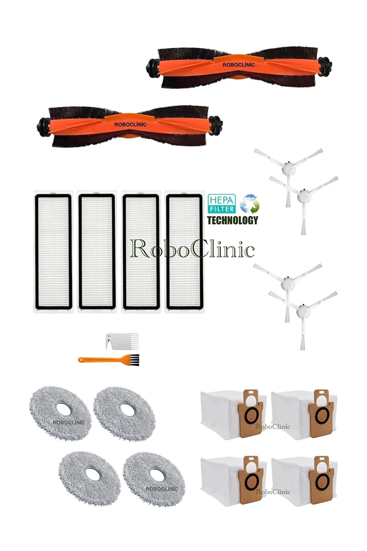 Xiaomi Robot Vacuum X10 Plus X20 Plus Uyumlu Yedek Toz Torba, Fırça, Hepa Filtre, Mop Seti-20 Parça