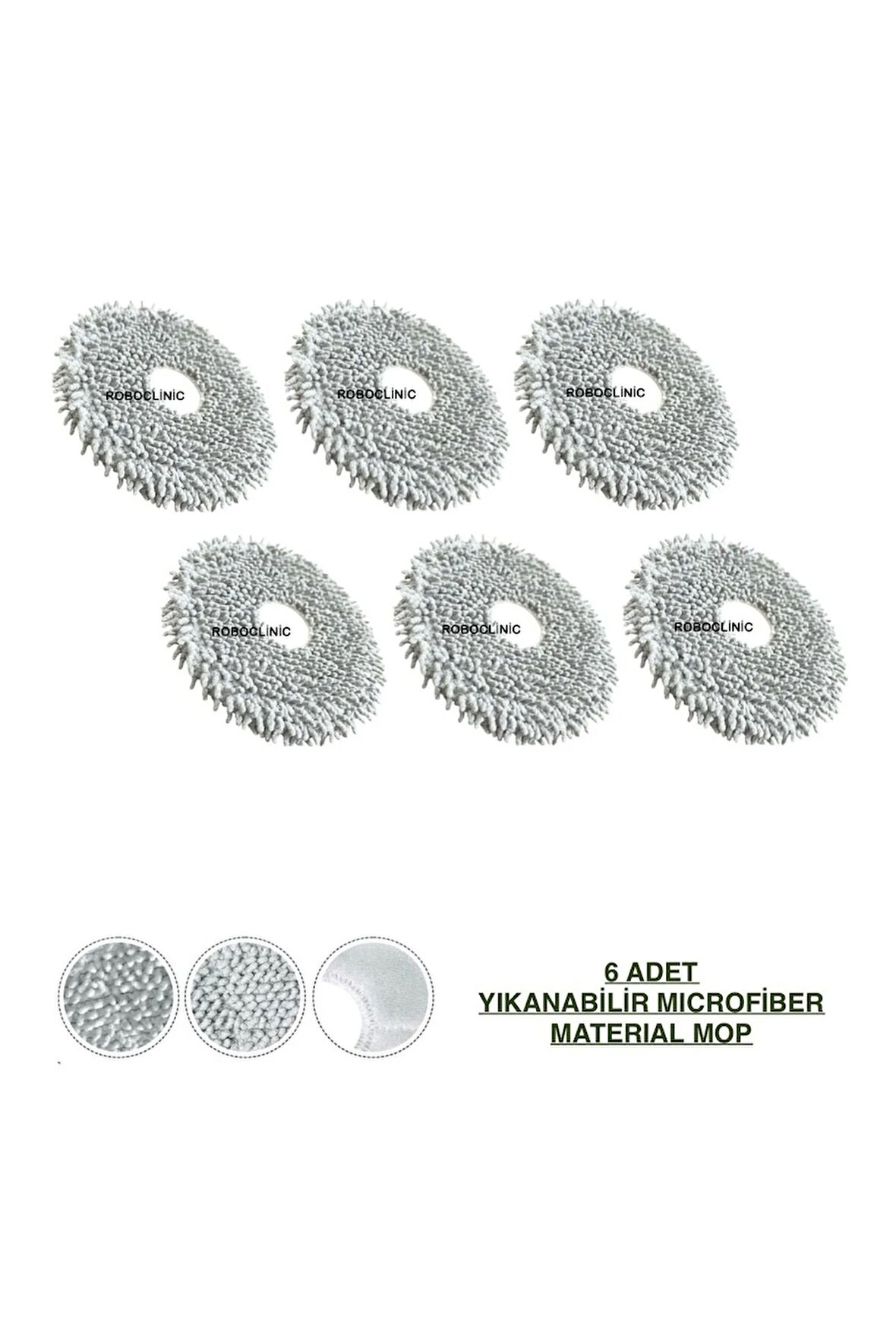 Roborock Qrevo Curv Robot Süpürge Uyumlu Yıkanabilir Microfiber Mop-6 Adet