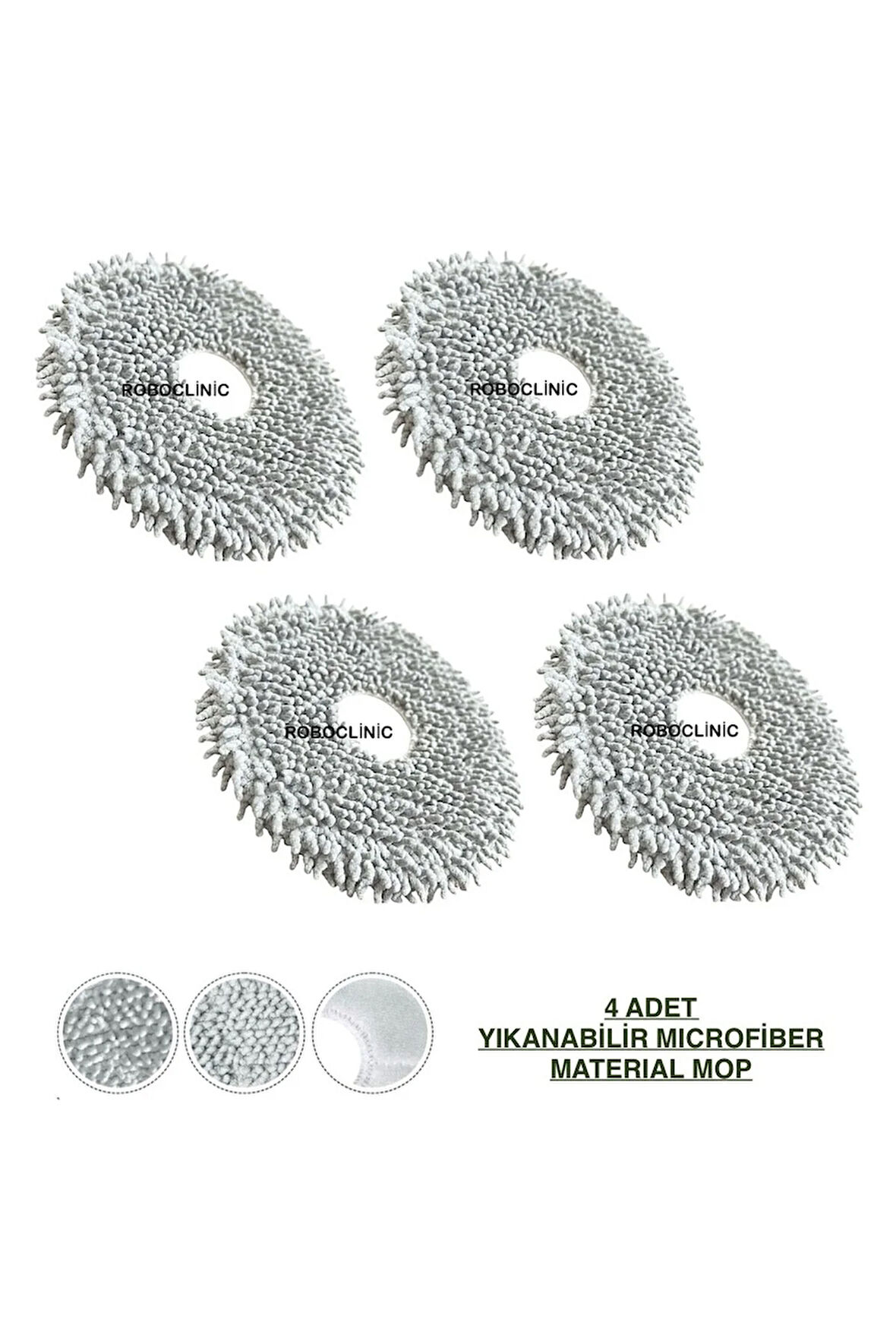 Roborock Qrevo Curv Robot Süpürge Uyumlu Yıkanabilir Microfiber Mop-4 Adet