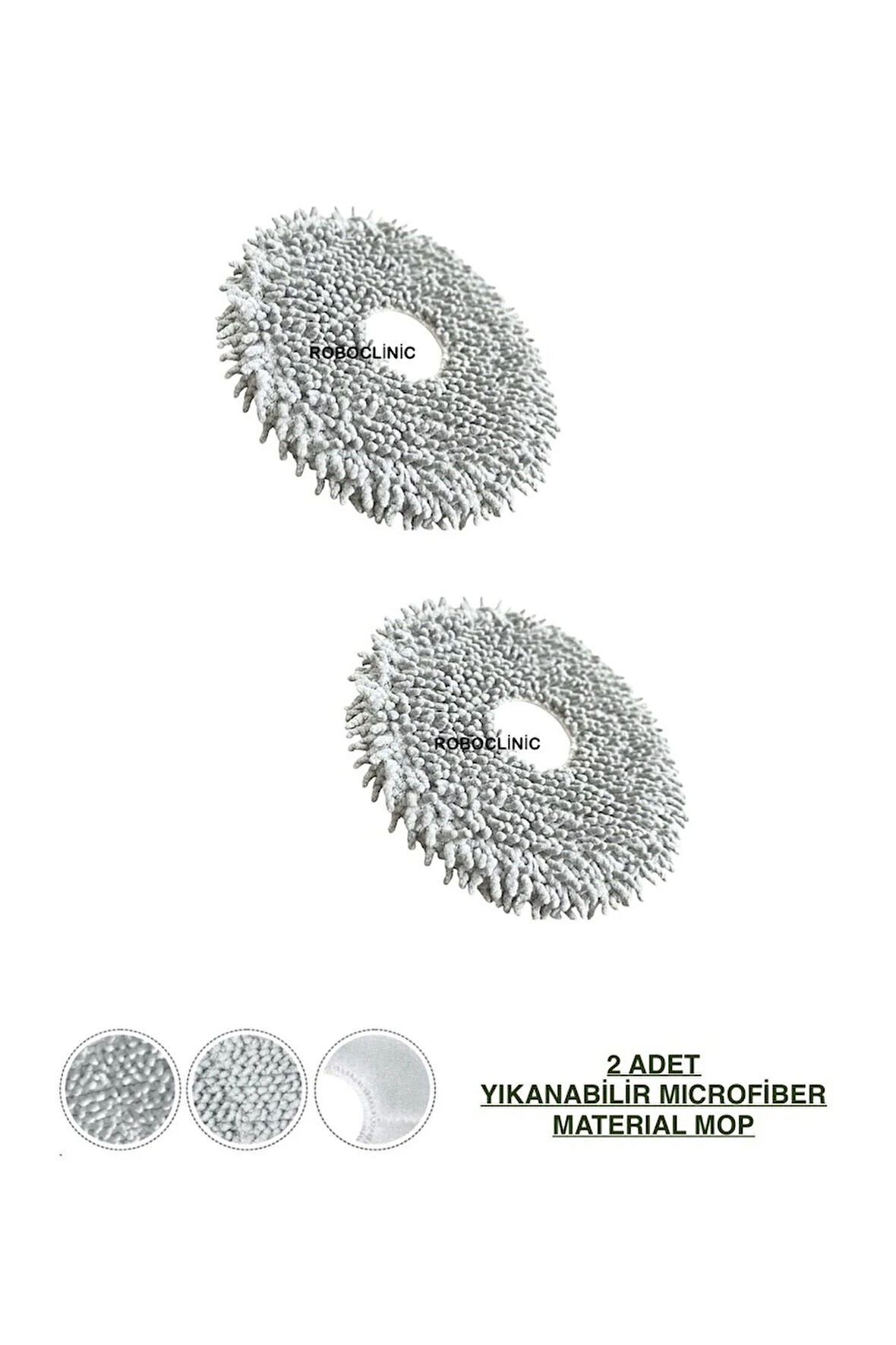 Roborock Qrevo Curv Robot Süpürge Uyumlu Yıkanabilir Microfiber Mop-2 Adet
