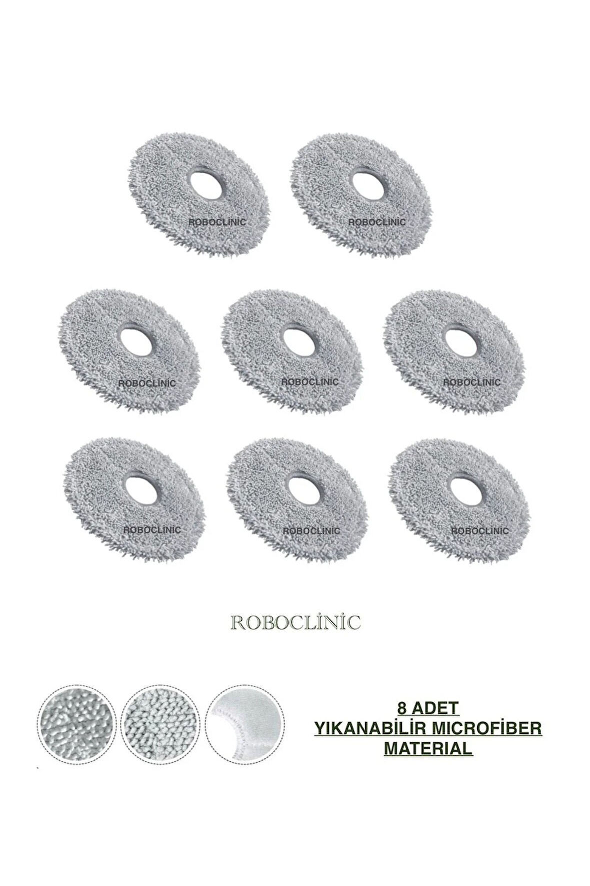 Dreame L10s Pro Gen 2 Robot Süpürge Uyumlu Yıkanabilir Microfiber Mop-8 Adet