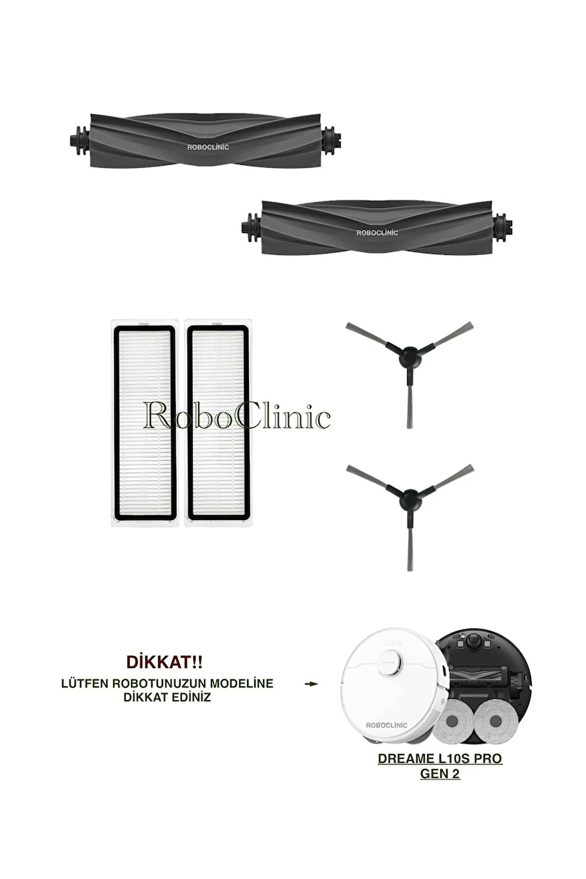 Dreame L10s Pro Gen 2 Robot Süpürge Uyumlu Fırça, Hepa Filtre Seti-6 Parça