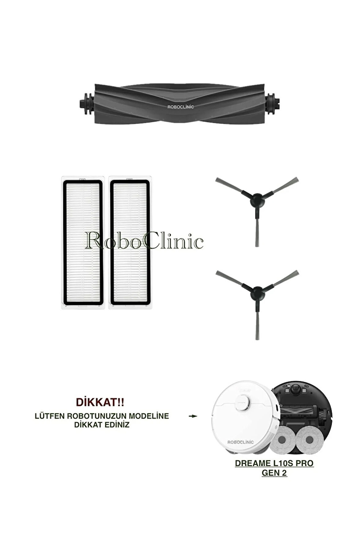 Dreame L10s Pro Gen 2 Robot Süpürge Uyumlu Fırça, Hepa Filtre Seti-5 Parça