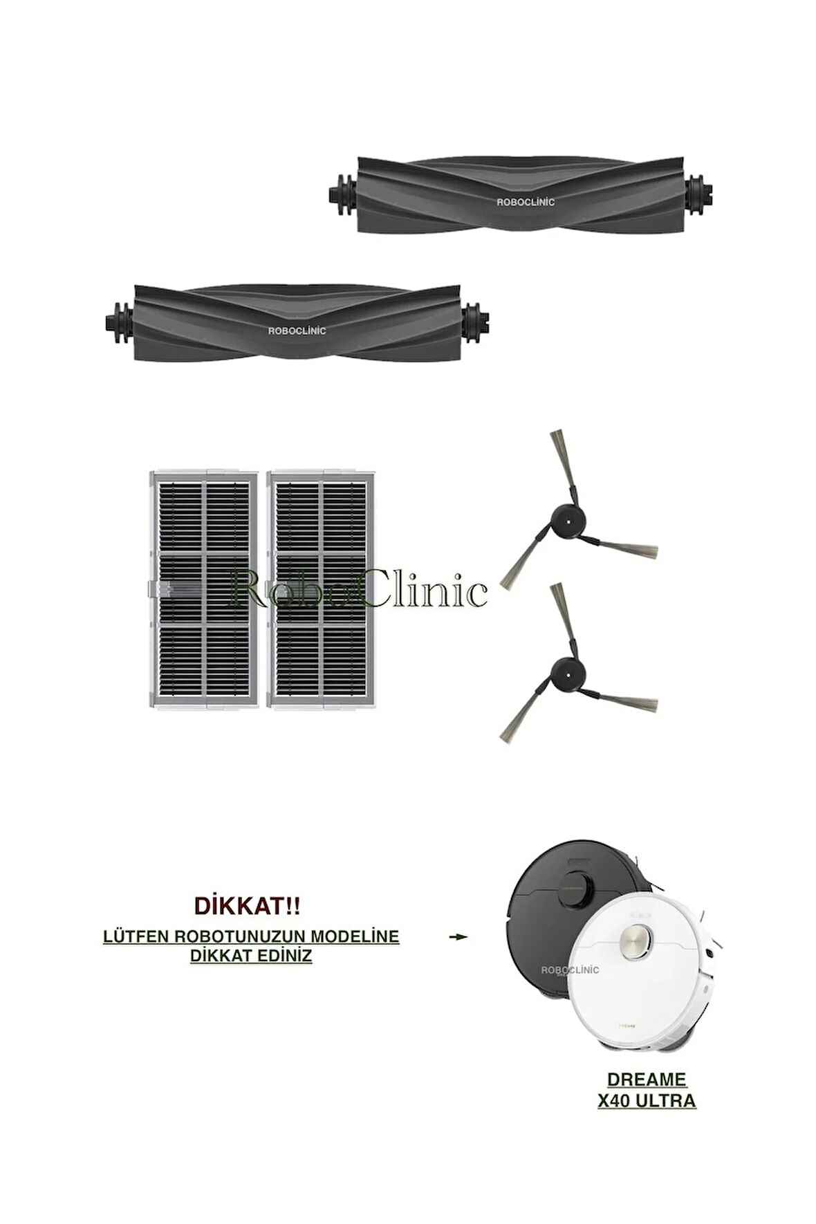 Dreame X40 Ultra L40 Ultra Robot Süpürge Uyumlu Fırça, Hepa Filtre Seti-6 Parça