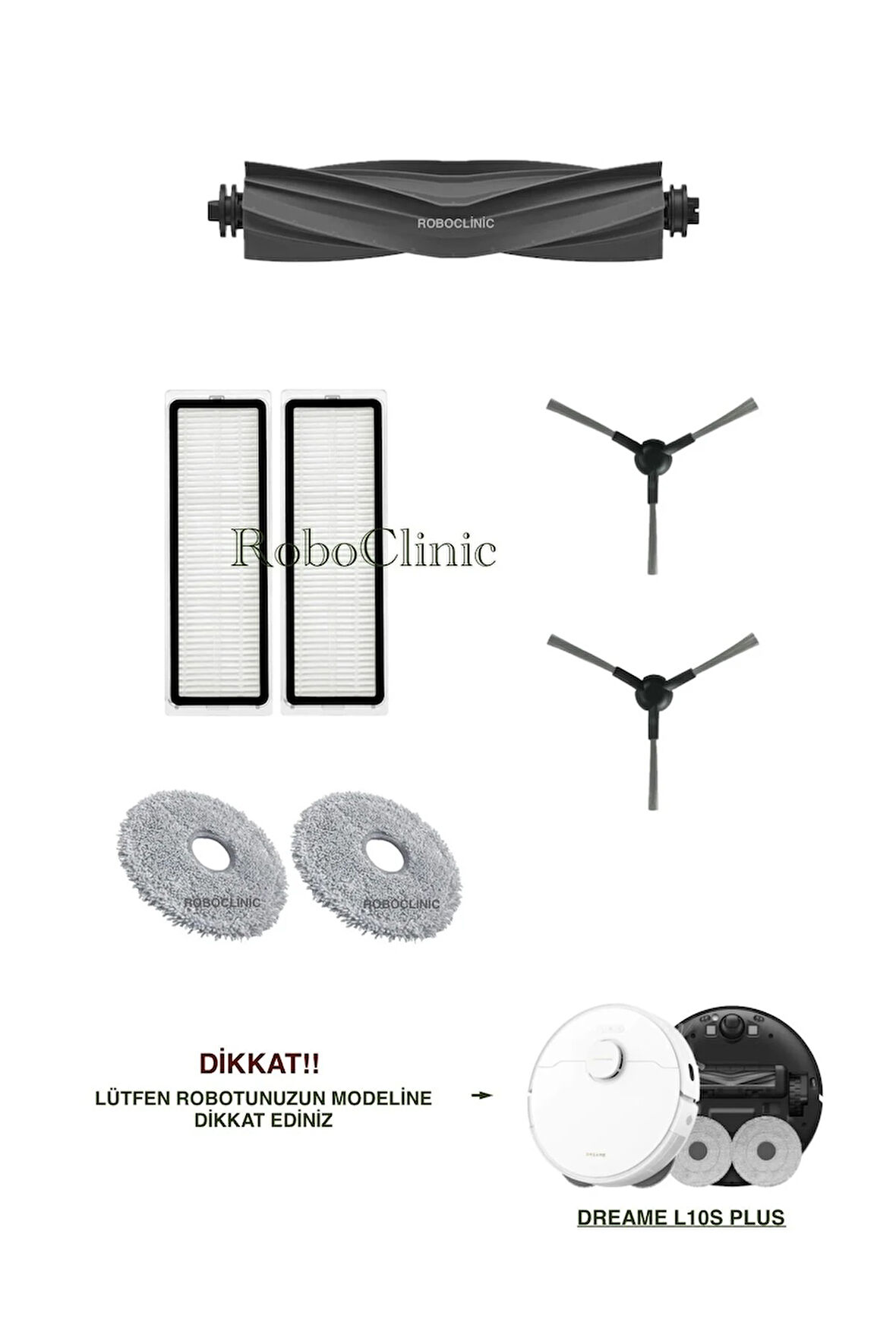 Dreame L10s Plus Uyumlu Yedek Fırça, Hepa Filtre, Mop Seti-7 Parça