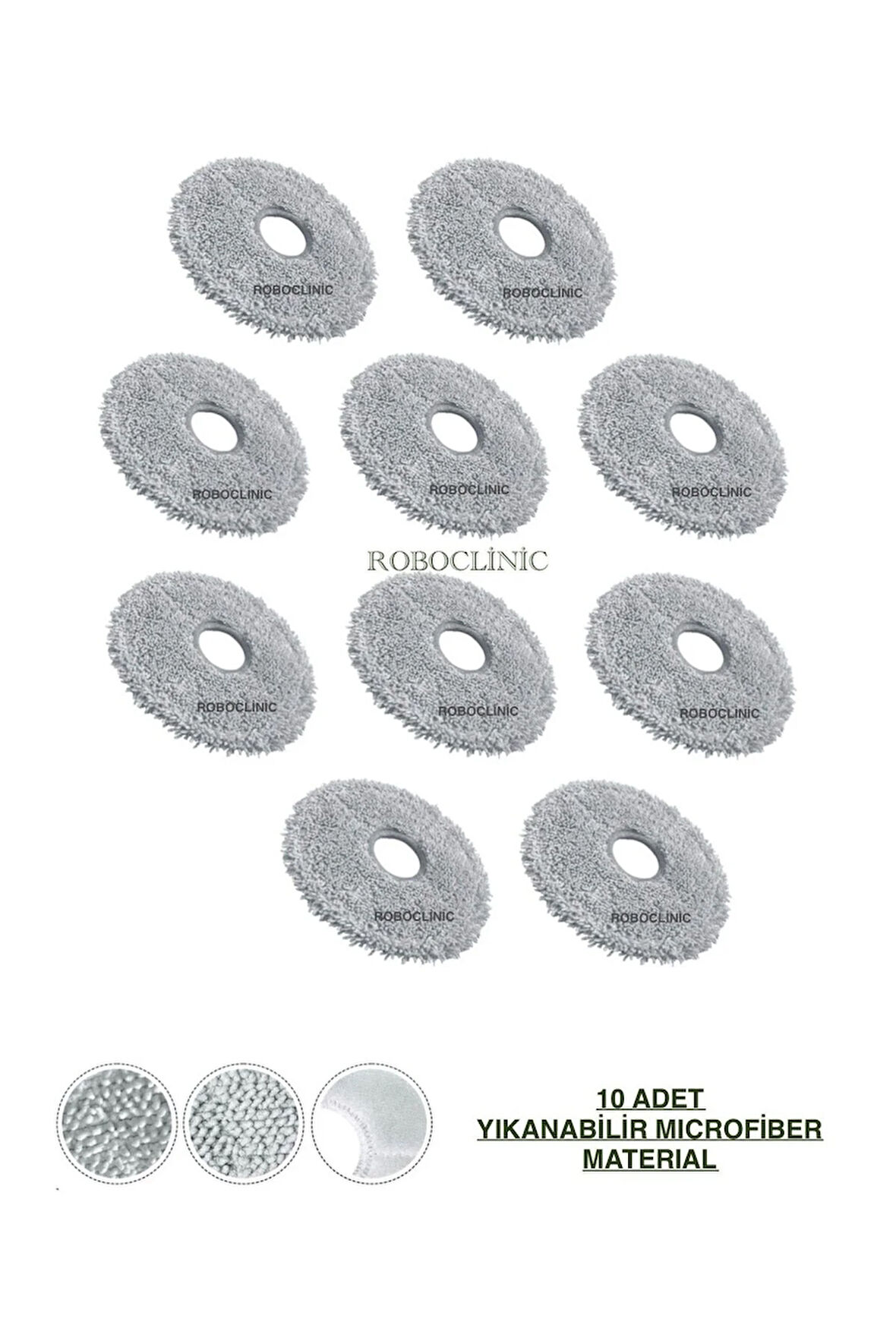 Xiaomi X10 Plus / X20 Plus Robot Süpürge Uyumlu Microfiber Mop-10 Adet