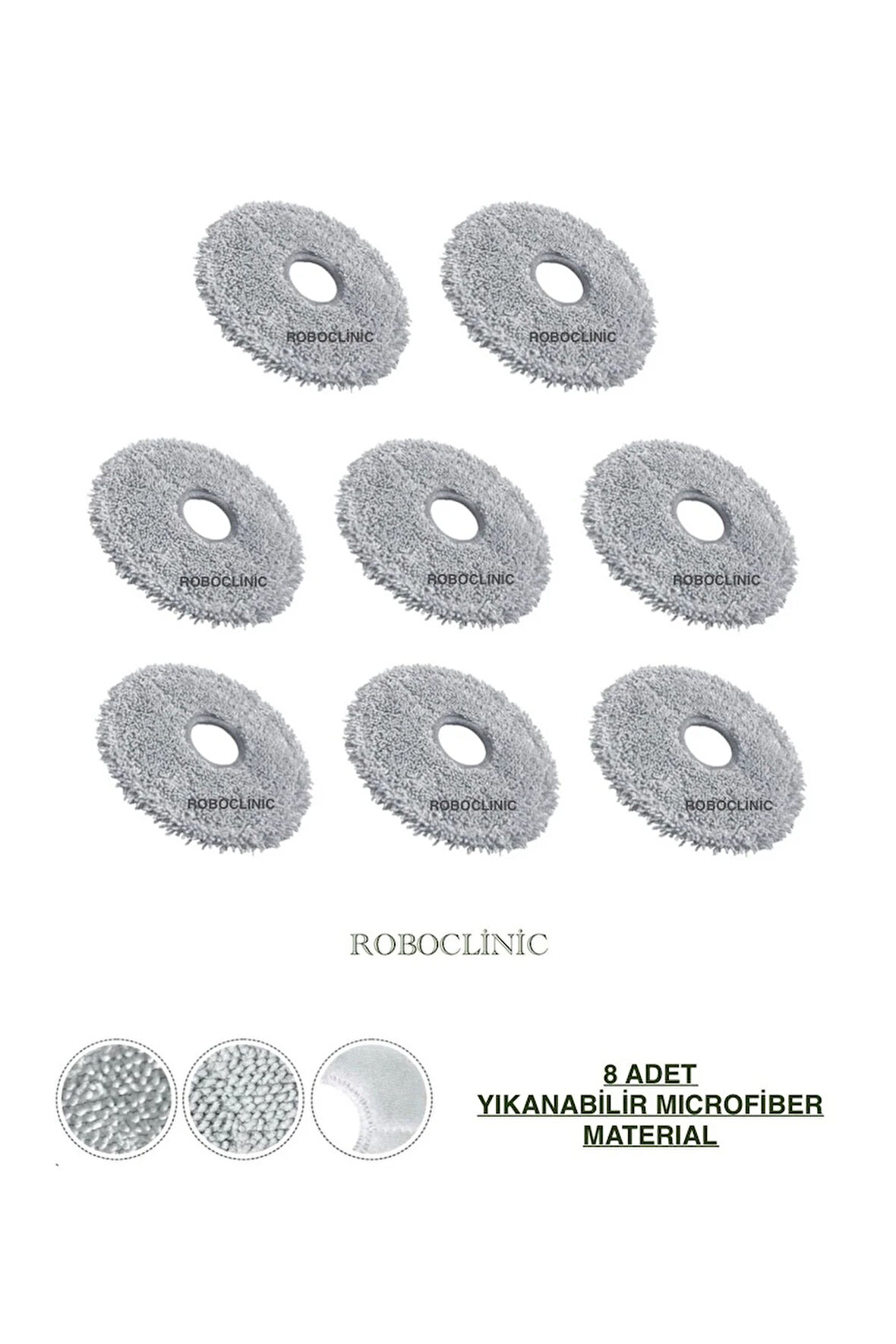 Xiaomi Robot Vacuum S20+/S20 Plus Uyumlu 8 Adet Microfiber Mop