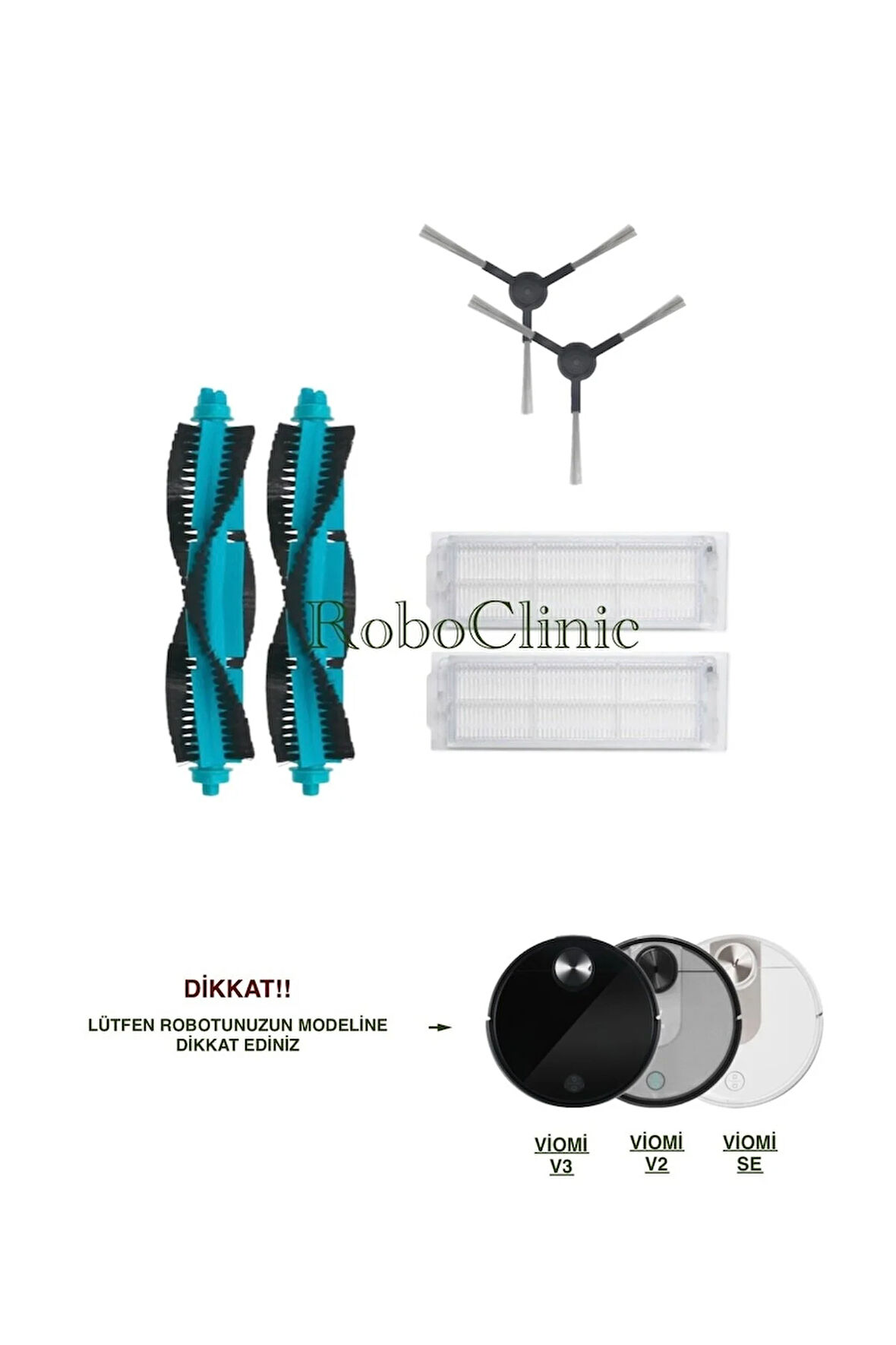 Xiaomi Mop Pro / Viomi SE-V2-V3-V2Pro-V3Pro Uyumlu Yedek Fırça,Hepa Filtre Set-6 Parça