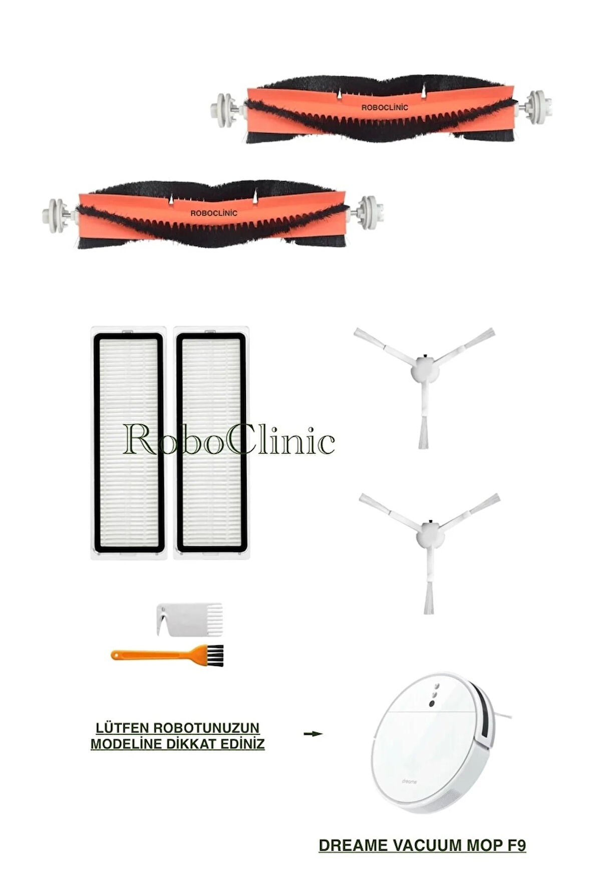 Dreame Vacuum Mop F9 Robot Süpürge Uyumlu Yedek Fırça,Hepa Filtre Seti-8 Parça