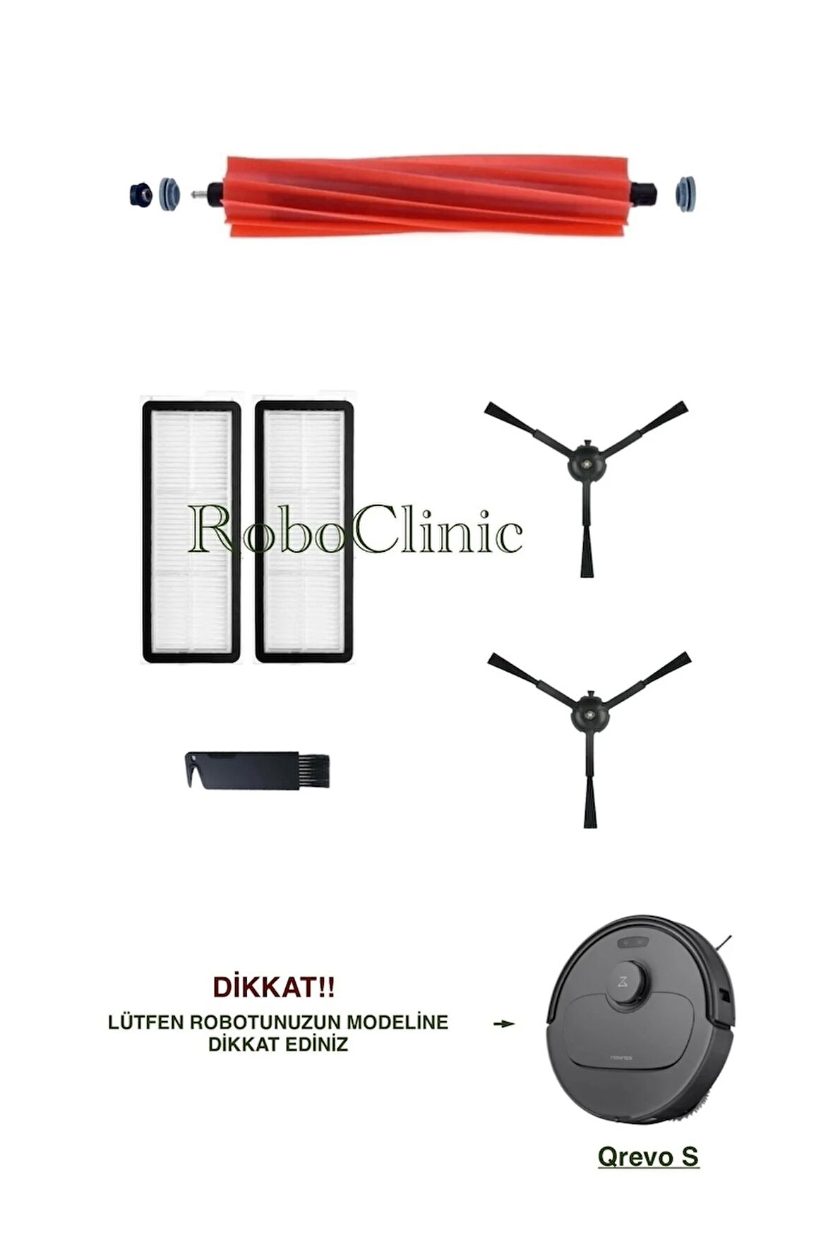 Roborock Qrevo S Robot Süpürge Uyumlu Yedek Fırça,Hepa Filtre Seti-6 Parça