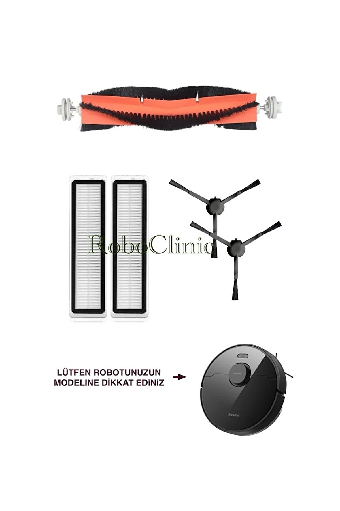Dreame Bot D9 Max Robot Süpürge Uyumlu Fırça,Hepa Filtre Seti-5 Parça