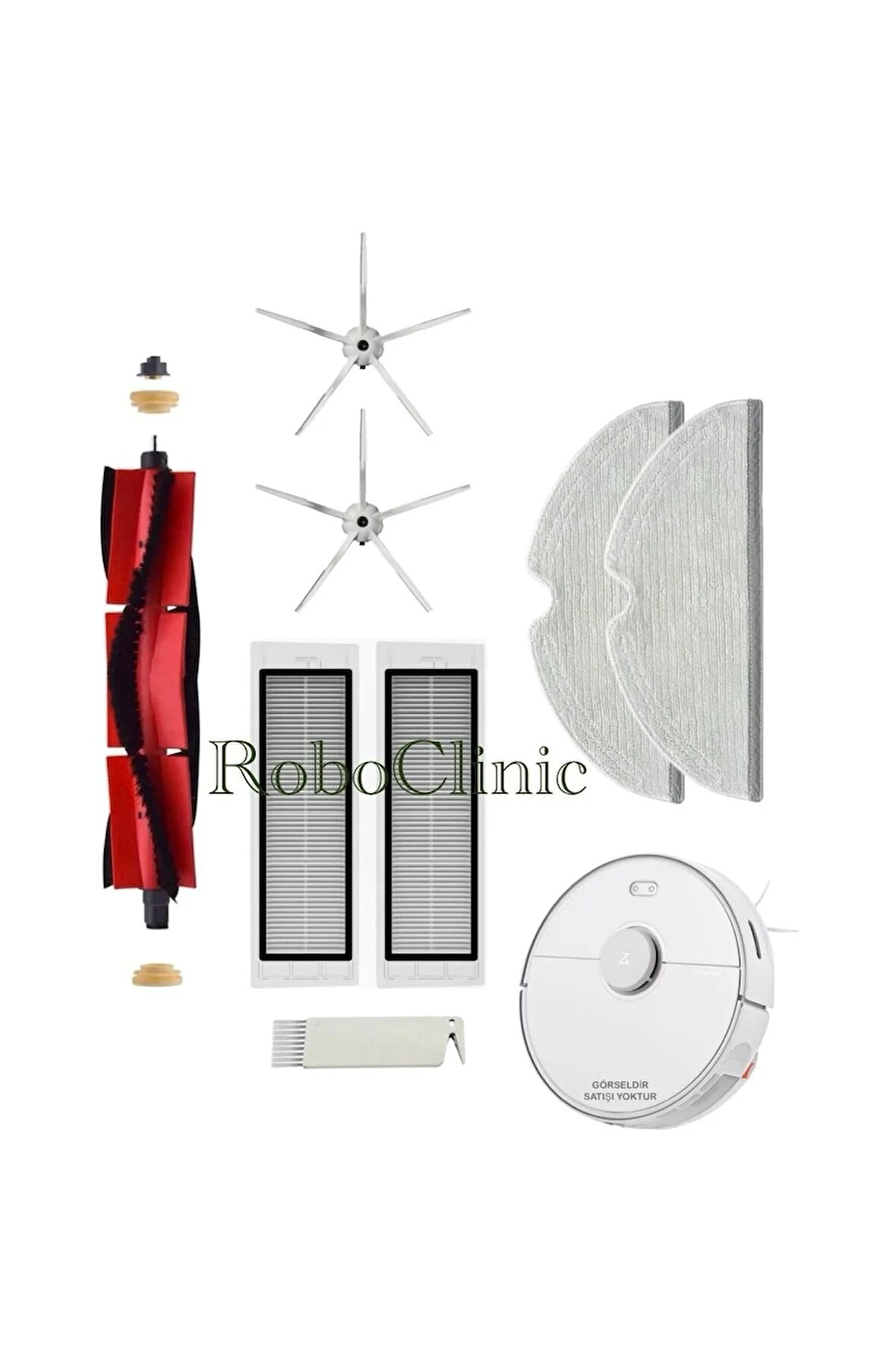 Roborock S5 Max Beyaz Robot Süpürge Uyumlu Fırça,Hepa Filtre,Mop Set-8 Parça