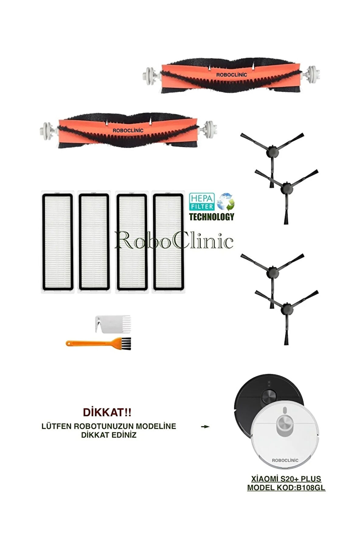 Xiaomi Robot Vacuum S20+ / S20 Plus Robot Süpürge Uyumlu Fırça,hepa Filtre Set-12 Parça