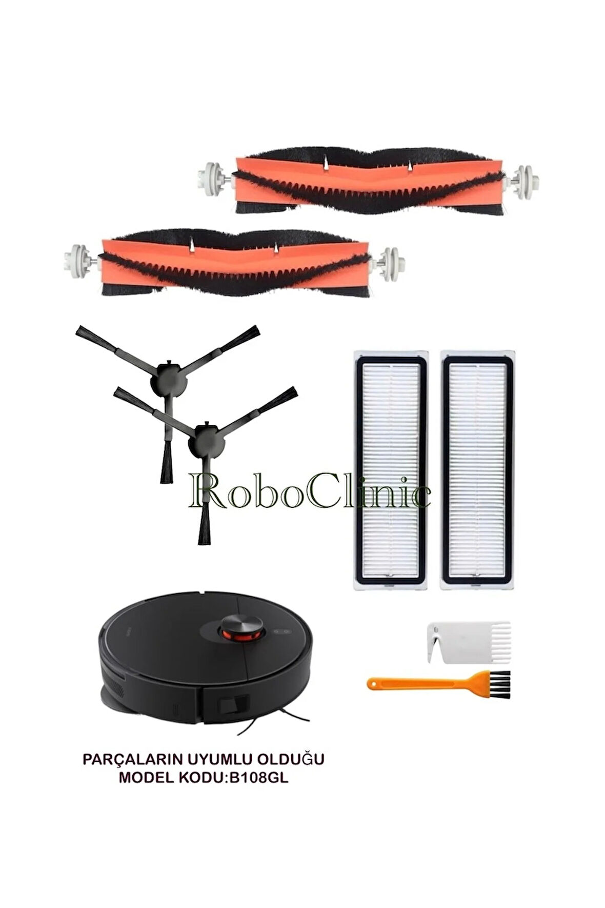 Xiaomi Robot Vacuum S20+ Plus Robot Süpürge(B108GL)Uyumlu Yedek Fırça,Filtre Seti-8 Parça