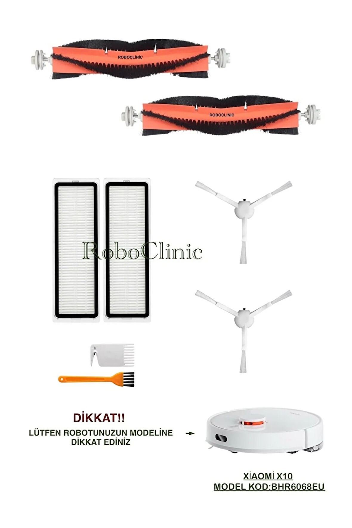 Xiaomi X10 Robot Süpürge(M.Kod:BHR6068EU)Uyumlu Fırça,Filtre Seti-8 Parça