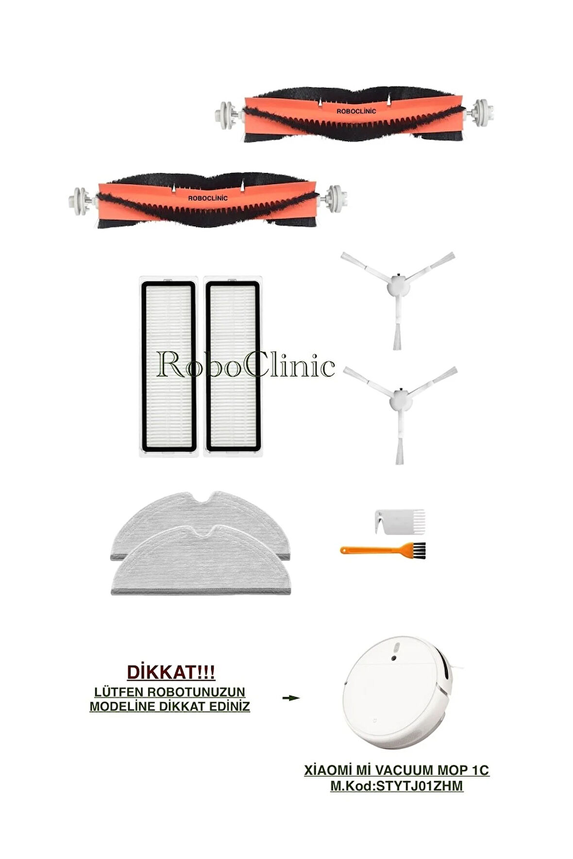 Xiaomi Mi Robot Vacuum Mop 1C (Model Kod:STYTJ01ZHM) Uyumlu Fırça,Filtre,Mop Seti-10 Parça