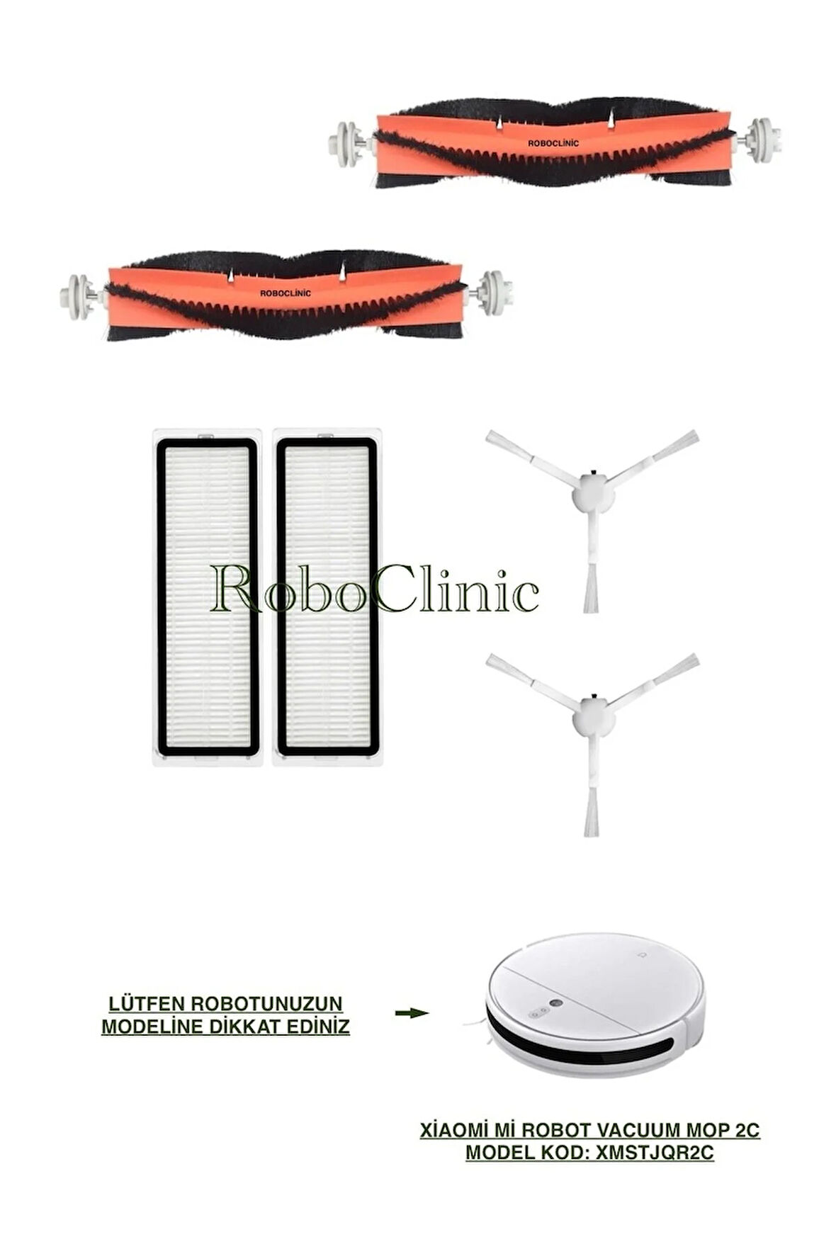 Xiaomi Mi Robot Vacuum Mop 2c (MODEL KOD: XMSTJQR2C) Uyumlu Fırça,filtre Seti-6 Parça