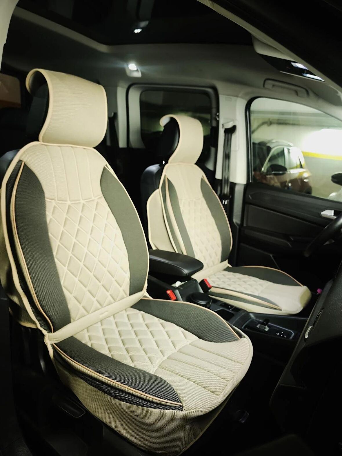 Fiat 500X Lüx Oto Koltuk Minderi Ön Arka 5'li Set ELEGANCE Serisi BEJ - KOYU BEJ