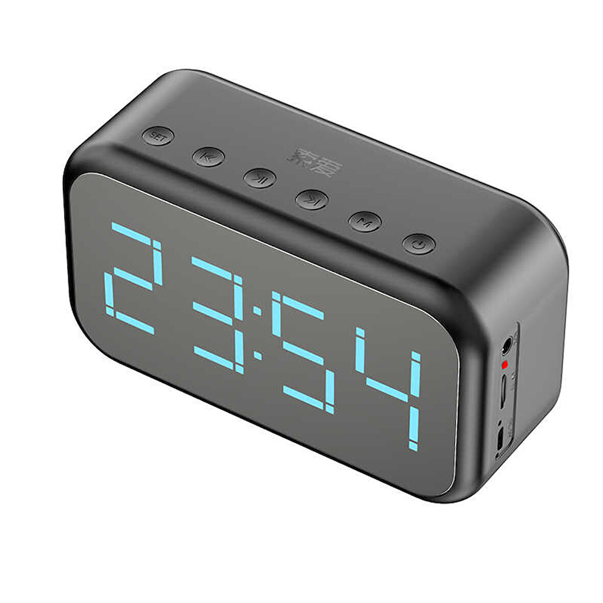 Kablosuz Hoparlör Dijital Saat ve Alarm Özellikli, 6W Ses Çıkışı, FM Radyo, USB/TF/AUX Girişli Siyah