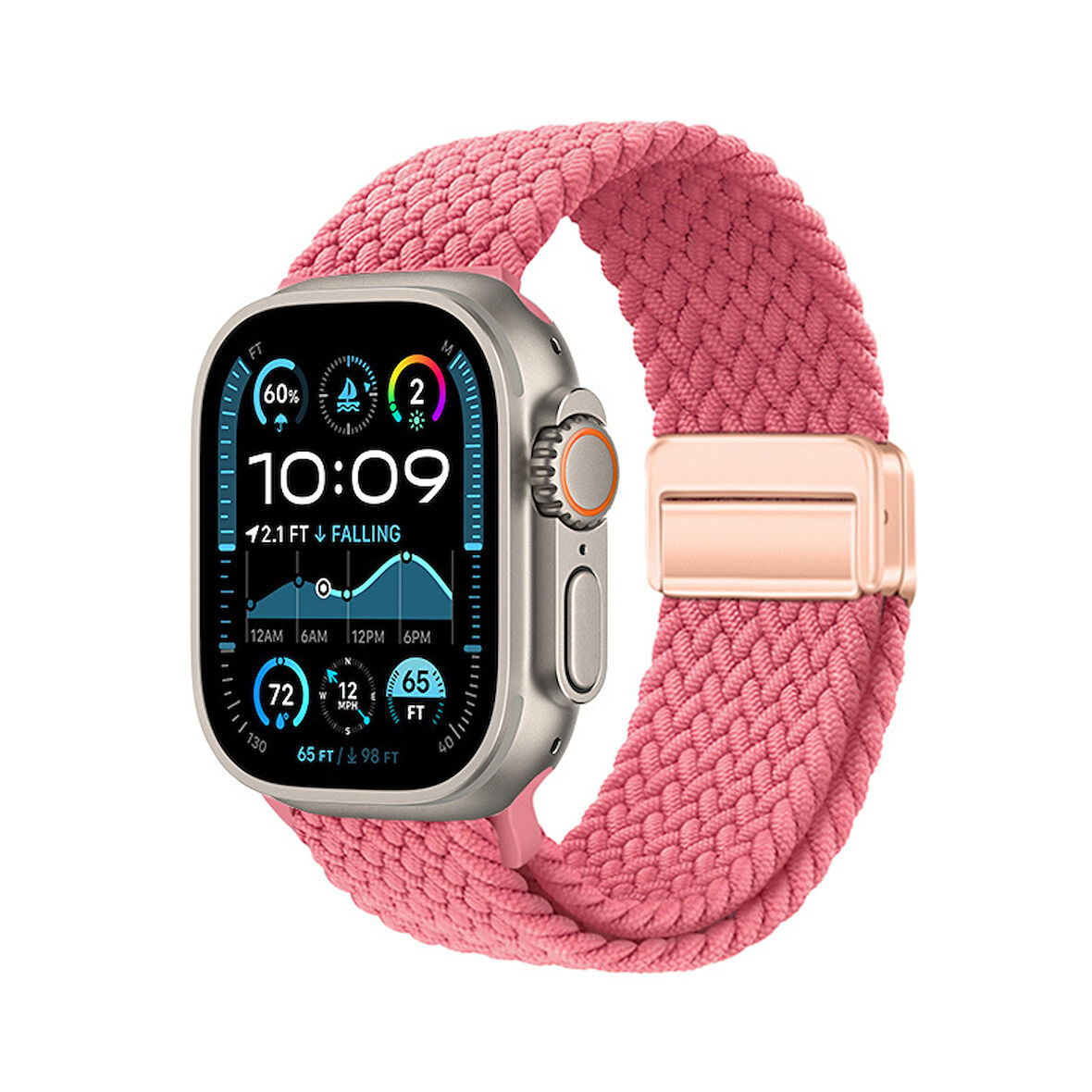 Apple Watch 7 / 8 / 9 45mm İçin İpeksi Dokunuş Saat Kordonu Hasır Örgülü Şık ve Sportif Kordon