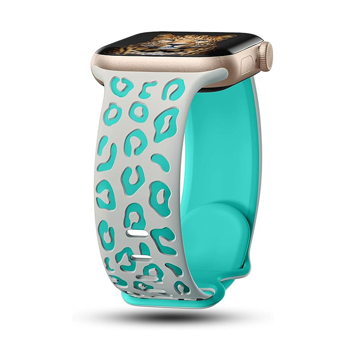 Apple Watch 10 46mm Leopar Desenli Silikon Kordon Suya ve Tere Dayanıklı, Hafif ve Esnek