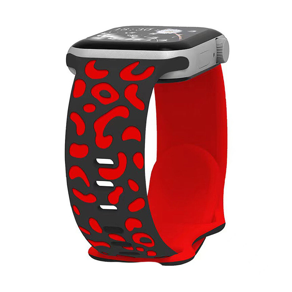 Apple Watch - SE/SE 2 /4/5/6 44mm Leopar Desenli Silikon Kordon Suya ve Tere Dayanıklı, Hafif, Esnek