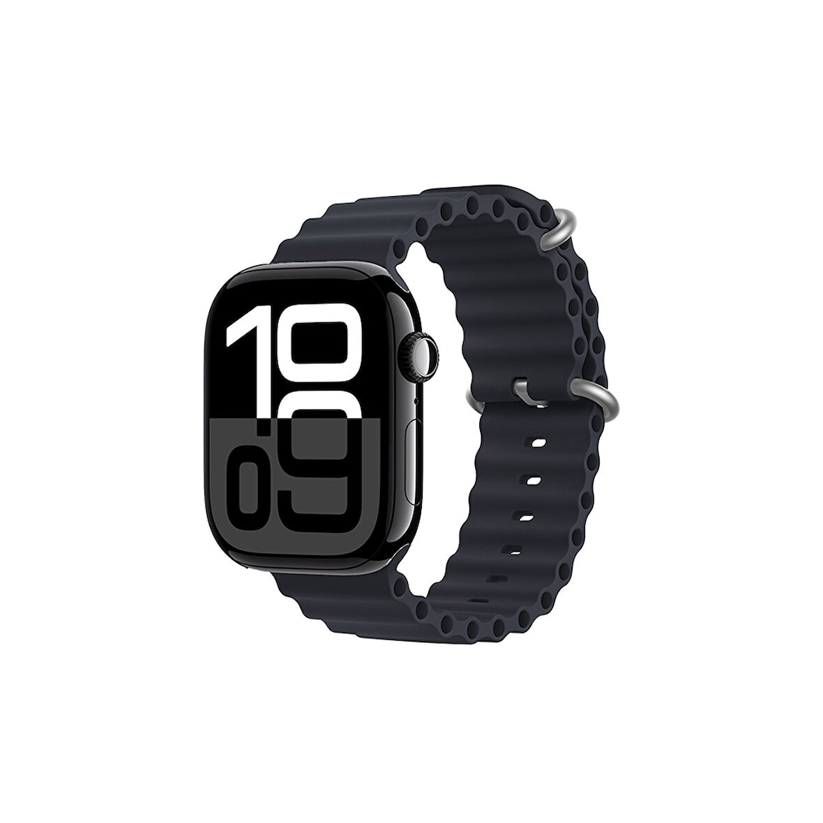 Apple Watch 10 46mm Silikon Kordon Nefes Alan Tasarım Metal Tokalı Yumuşak, Renkli Kayış Midnight