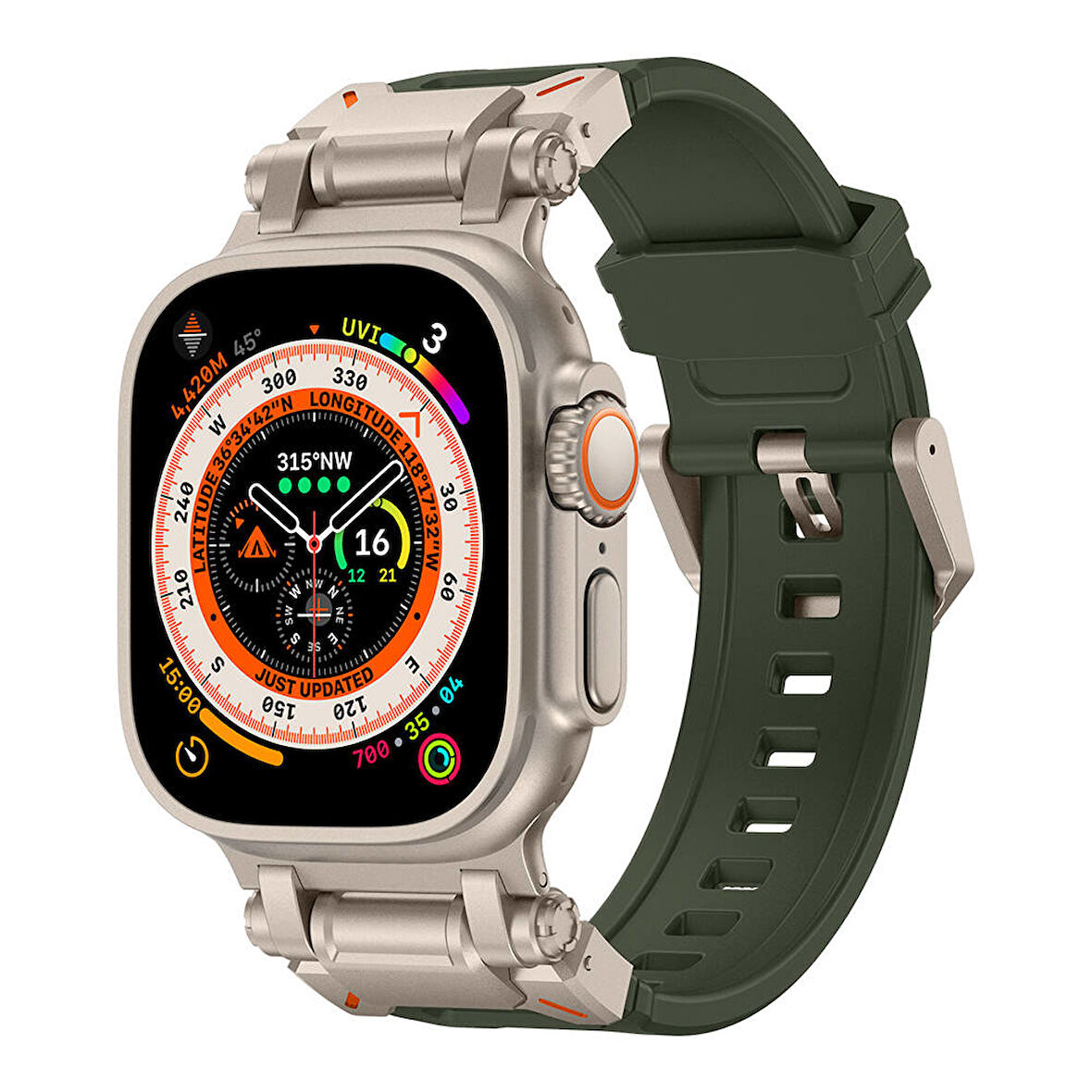 Apple Watch 2/3/4/5/6/7/8/9/se/ultra/ultra 2 Seri 42mm 44mm 45mm 49mm İçin Titanyum Başlıklı Kordon