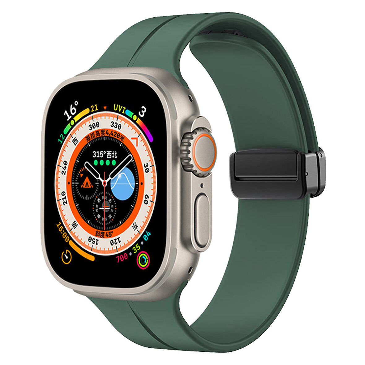 Apple Watch - se/2/3/4/5/6/7/8/9 Serisi 38mm Serisi 40mm 41mm Uyumlu Metal Manyetik Silikon Kordon