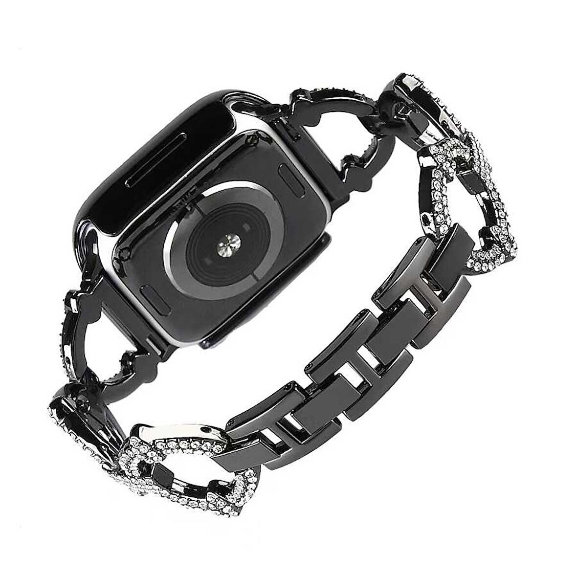 Apple Watch 2/3/4/5/6/7/8/9/se/ultra/ultra 2 Seri 42mm 44mm 45mm 49mm İçin Halka Taşlı Metal Kordon