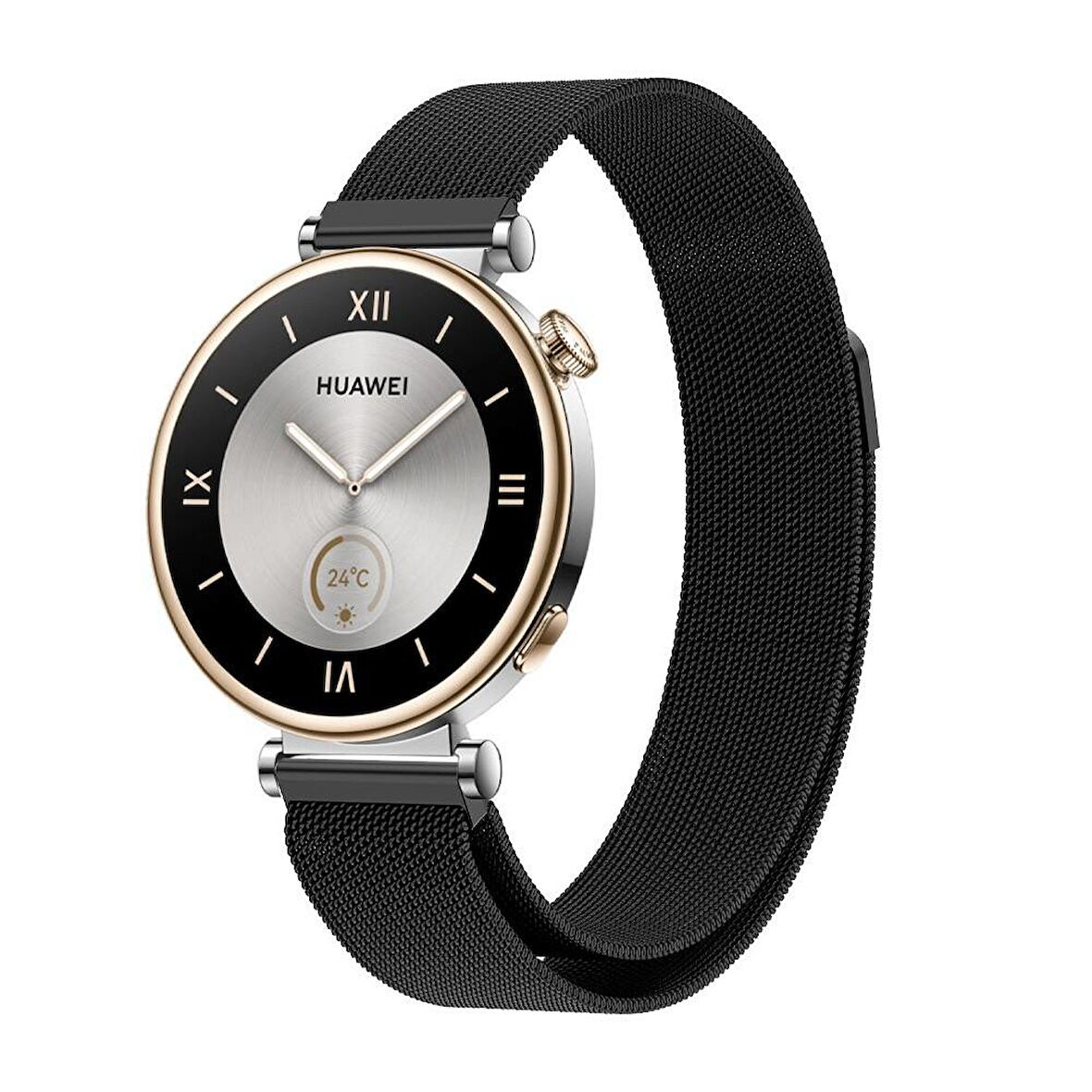 Huawei Watch GT 5 41mm / GT 4 41 mm / GT 5 Pro 42 mm Uyumlu Manyetik, Örgü İşlemeli Metal Kordon