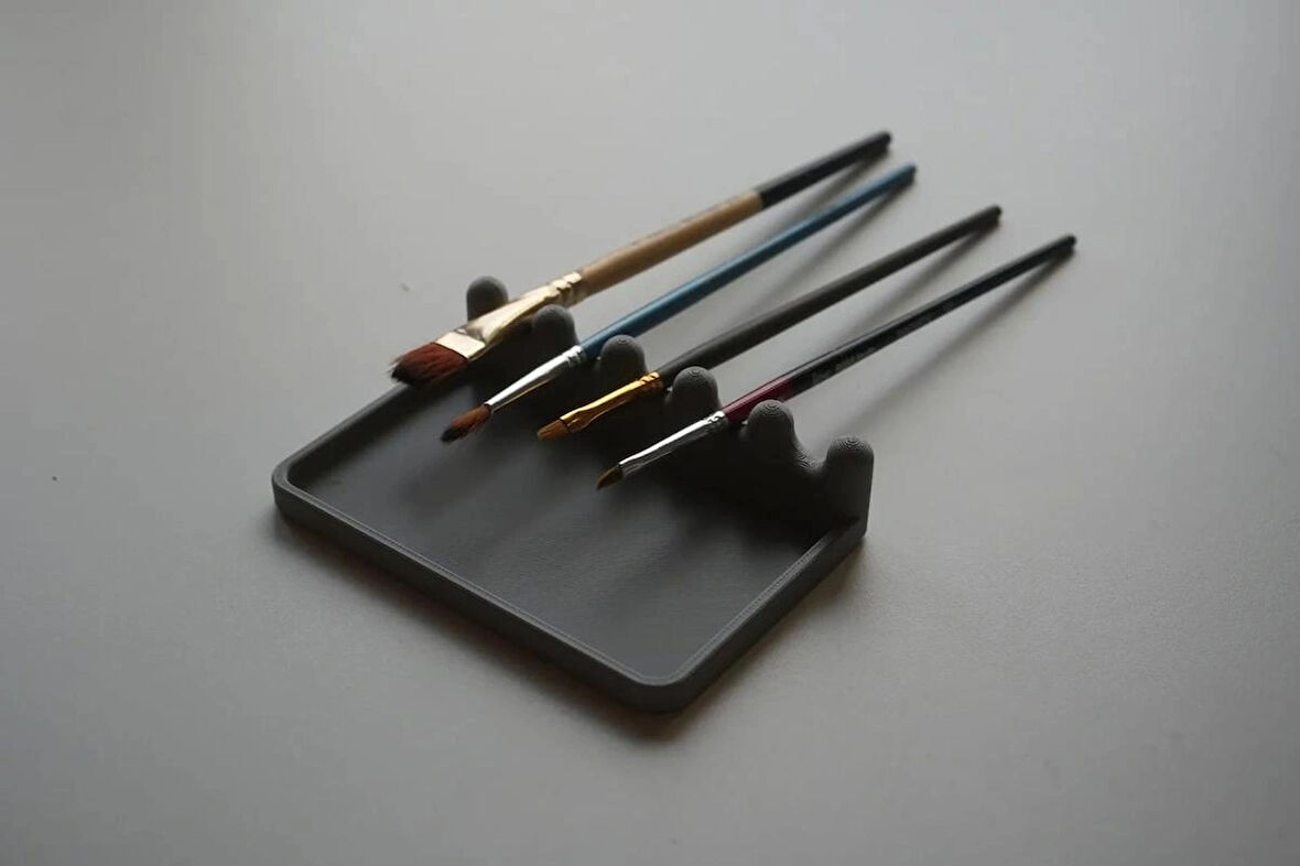 Damlama Tepsili Modern Fırça Tutucu - Ressam, Nail Art & Hobi Kullanımına Uygun Siyah