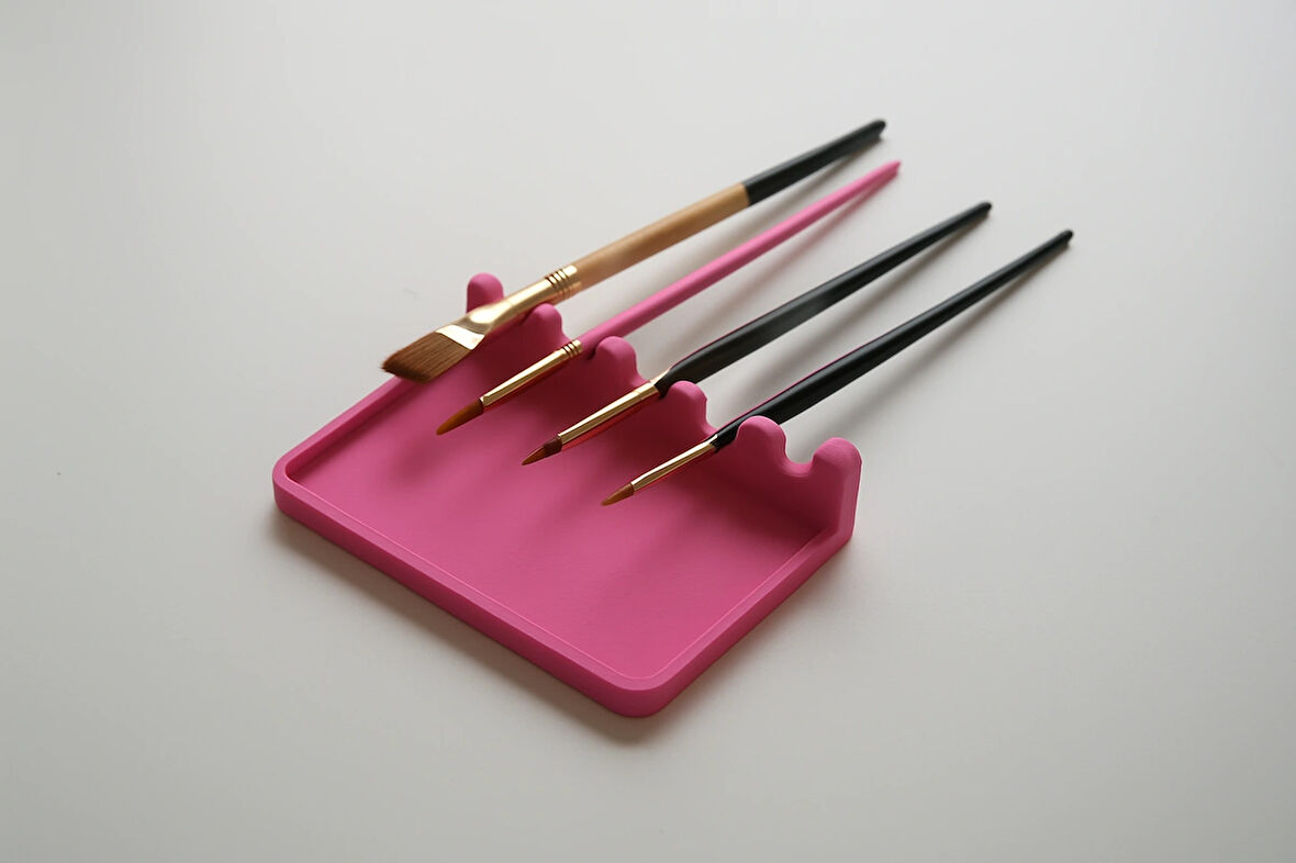 Damlama Tepsili Modern Fırça Tutucu - Ressam, Nail Art & Hobi Kullanımına Uygun Pembe