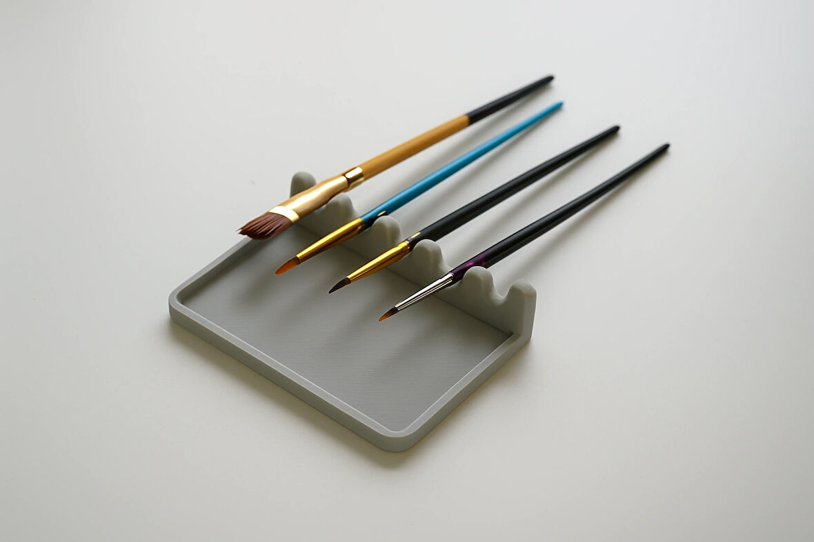 Damlama Tepsili Modern Fırça Tutucu - Ressam, Nail Art & Hobi Kullanımına Uygun Gri