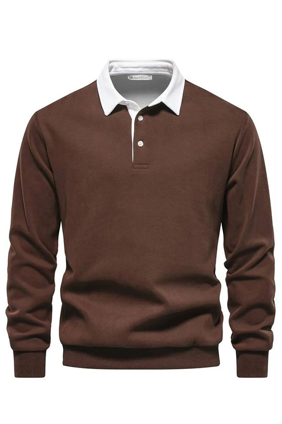 Ghassy Co. Erkek Retro Renk Bloklu Pamuklu Gömlek Yaka Sweatshirt