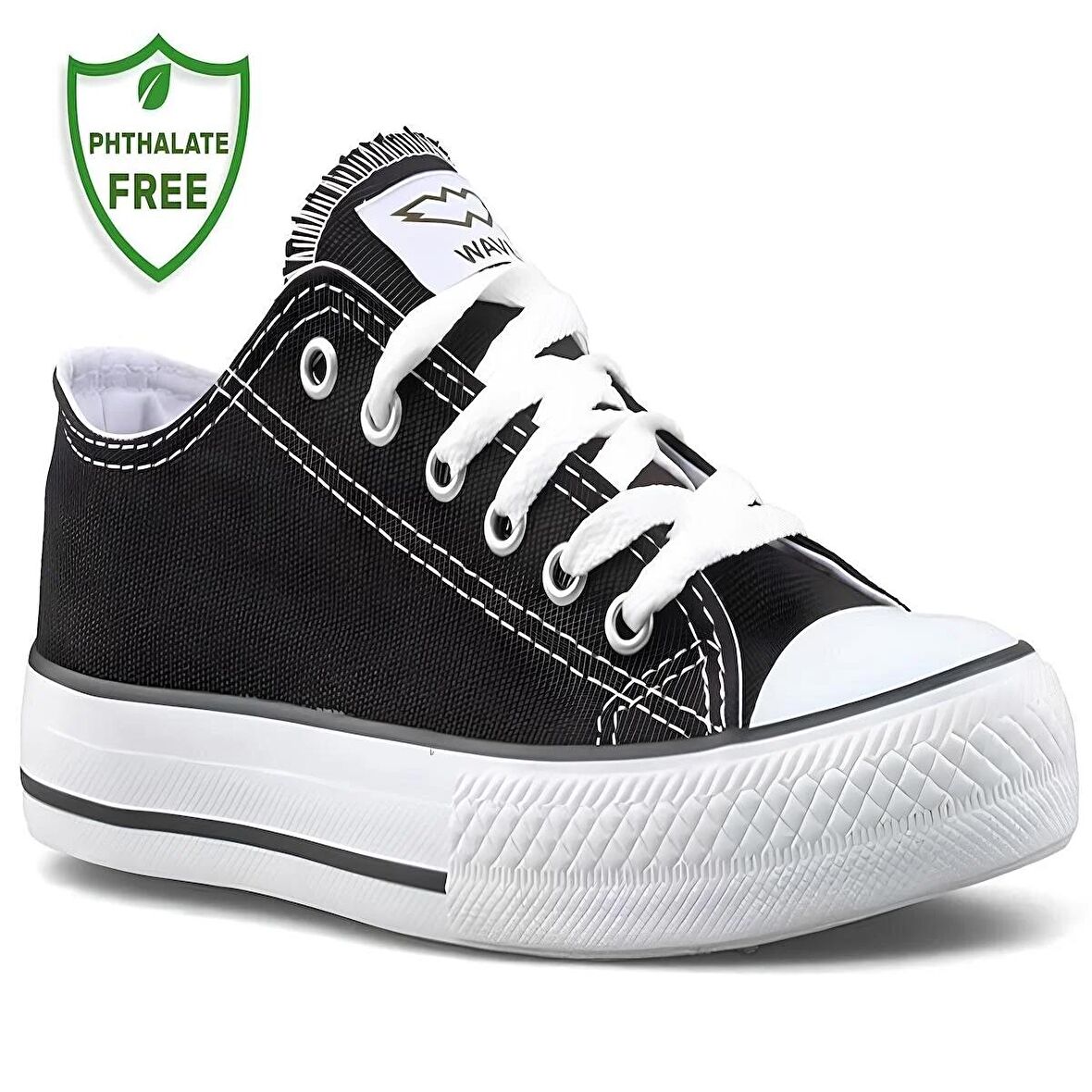 Waves 700 Numara 37 Converse Style Ünisex Keten Sneaker Ayakkabı SİYAH_BEYAZ