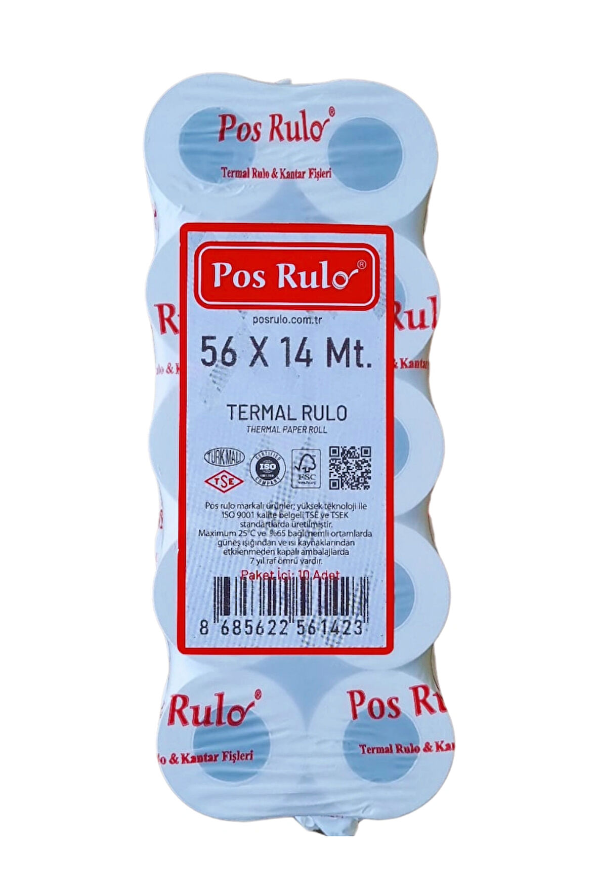 56x14 Termal Rulo - Yazarkasa Pos Rulosu 10 Paket 100 Adet