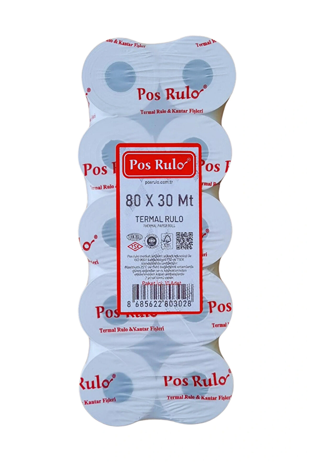 80x30 Termal Rulo - Yazarkasa Adisyon Rulosu 25 Paket 250 Adet 1 Koli