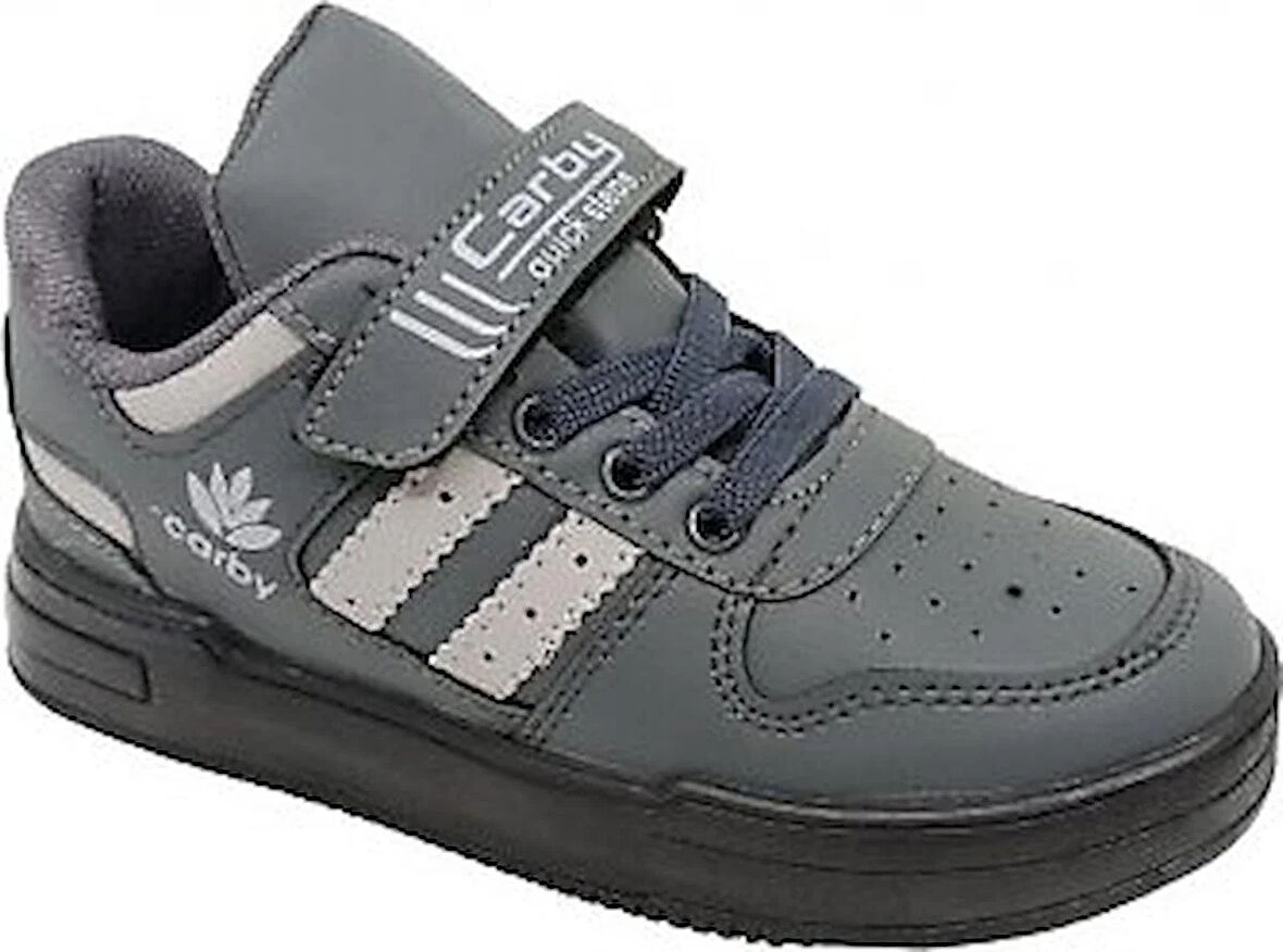 CARBY 121 Patik Ünisex Cırtlı Çocuk Sneaker Ayakkabı FÜME_BUZ GRİ