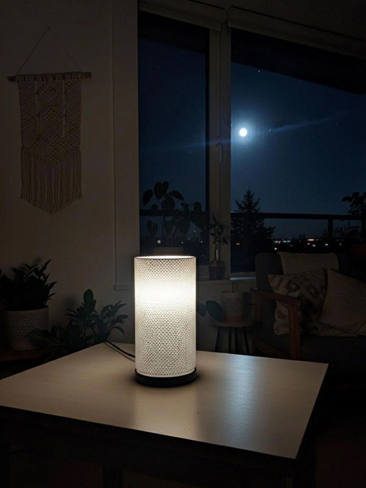 Minimalist Tasarım Gece Lambası | Yatak Odası Abajur | Modern Salon Dekoratif Aydınlatma | Beyaz Masa Lambası