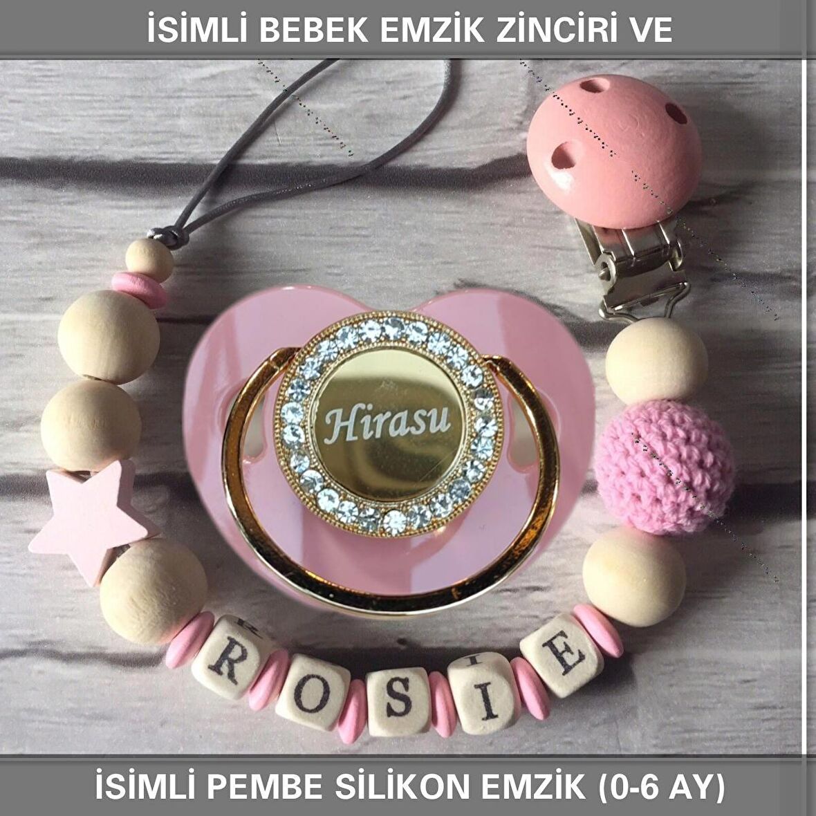 Sahi Aksesuar İsimli Bebek Emzik Zinciri Ve Bebek Silikon Emzik Seti (0-6 Ay/Yeni Doğan) sahi_0735