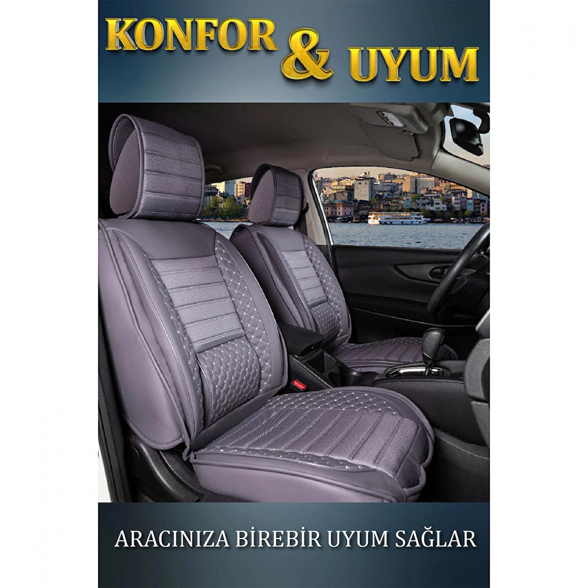 
Nissan Almera Lüx Deri Oto Koltuk Kılıfı Ön Arka Takım Safir FÜME