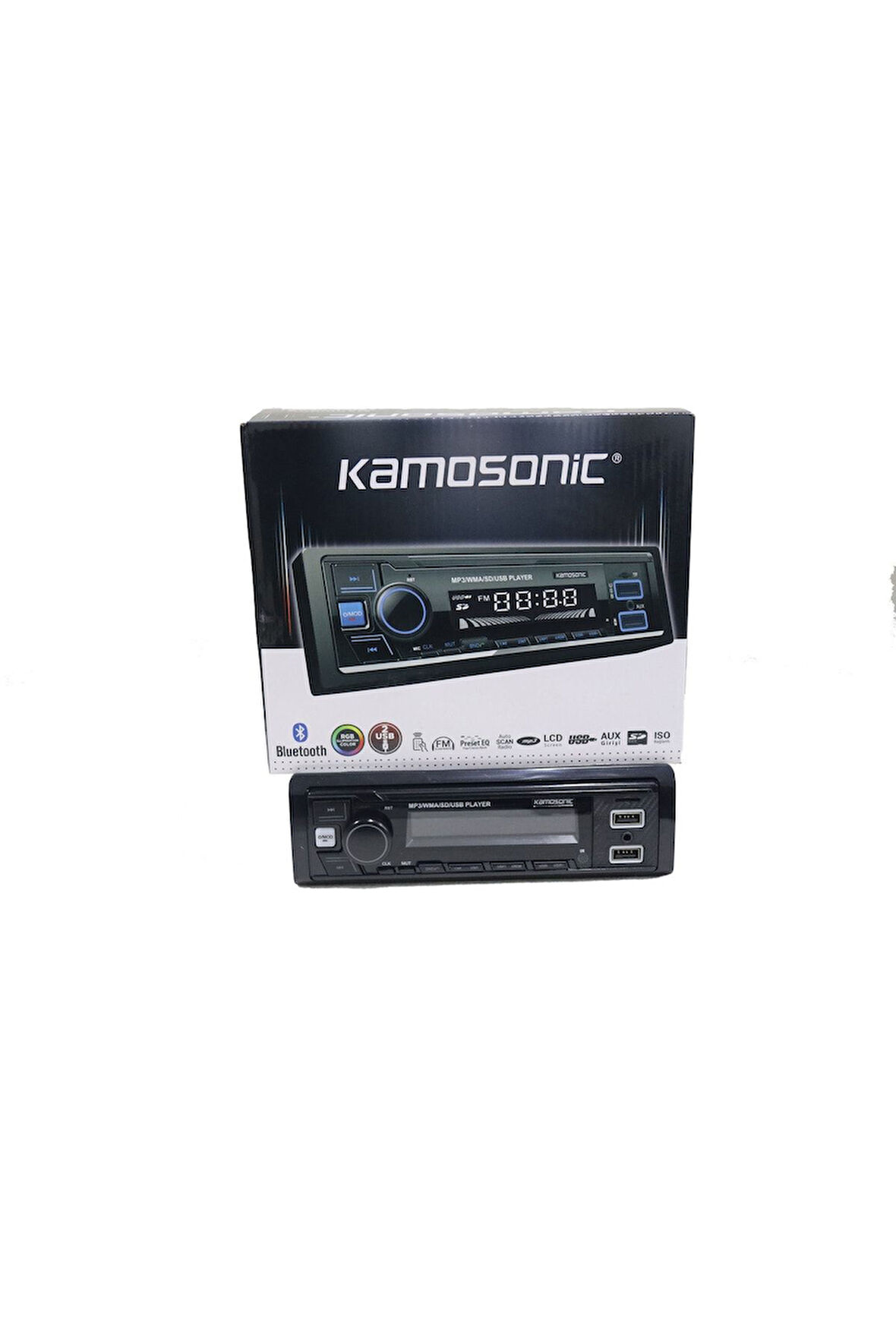 Kamasonıc 4x50watt bluetooth çift usb aux çift amfi çıkışlı usb charce özellikli oto teyp mx802