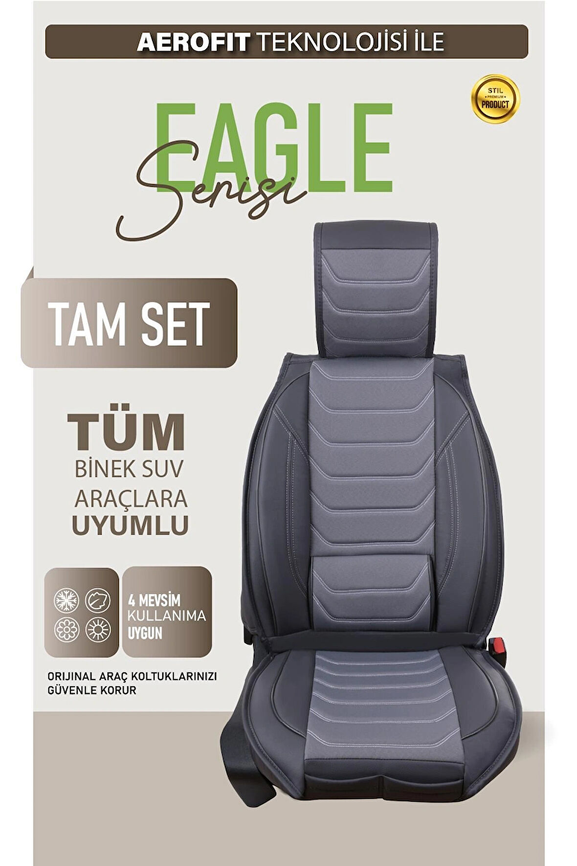 Volkswagen EOS Uyumlu Lüx Deri Oto Koltuk Kılıfı Ön Arka Takım TREND Serisi FÜME