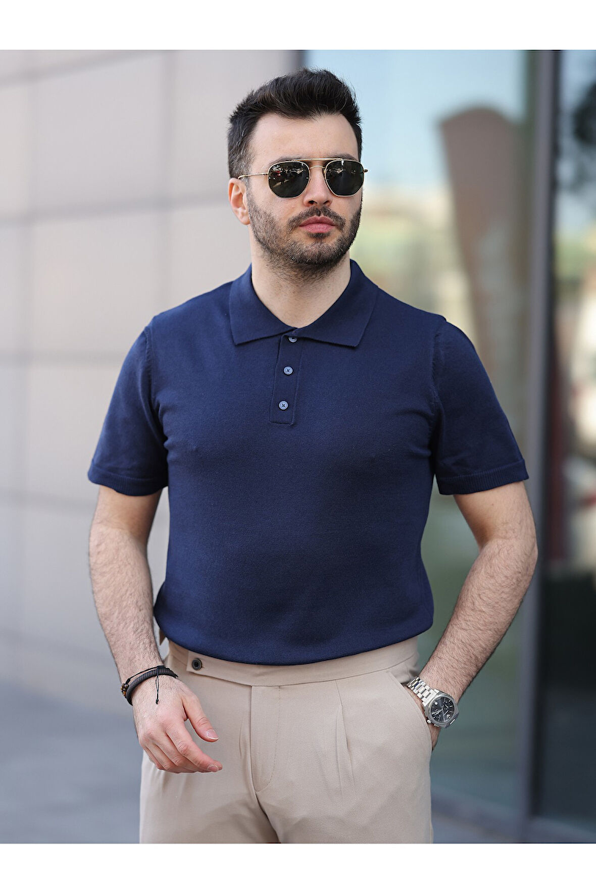 Basic Düğmeli Pamuklu Triko Tshirt