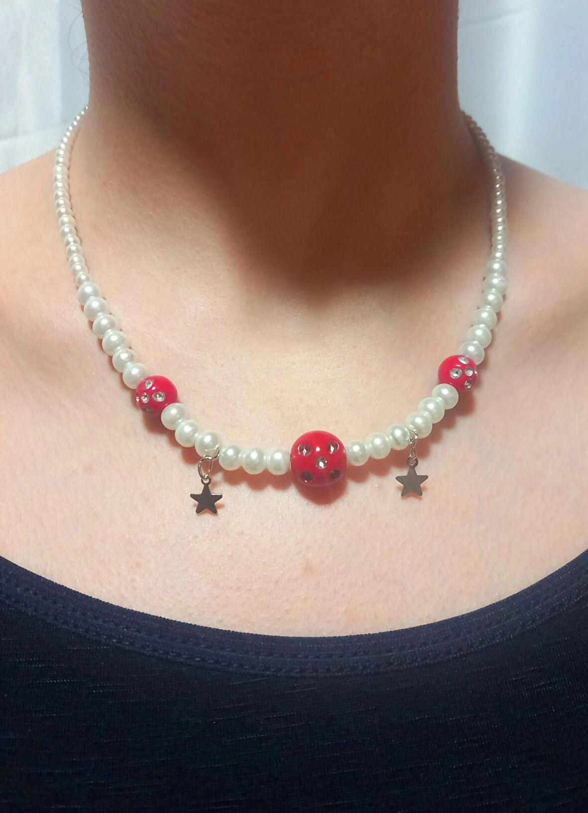 İnci Parlak Boncuklu Aesthetic Star Vintage Fairycore Y2k Tasarım Hediyelik Sallantılı Yıldız Kolye