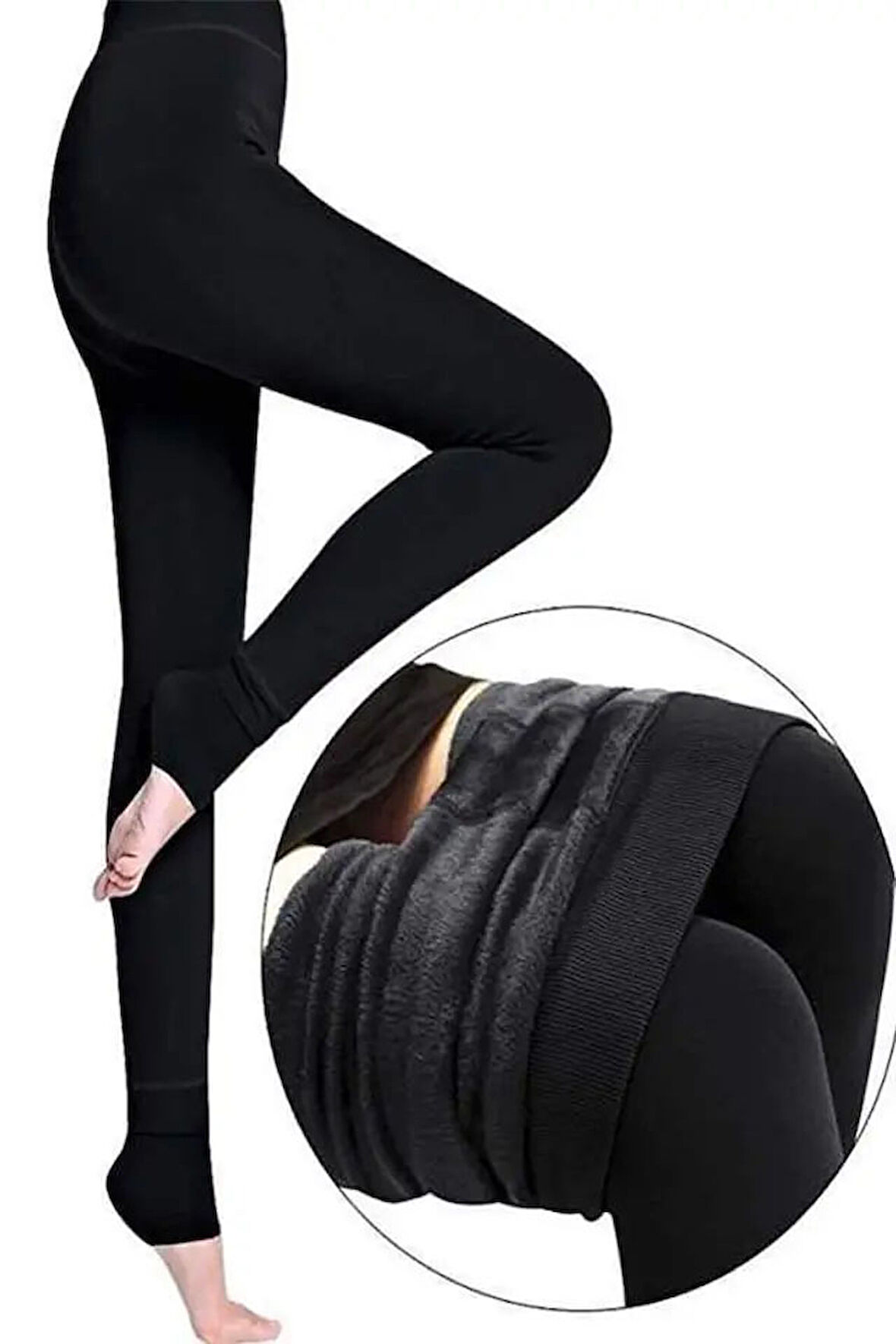 Pastimore Siyah kadin Peluş Tayt